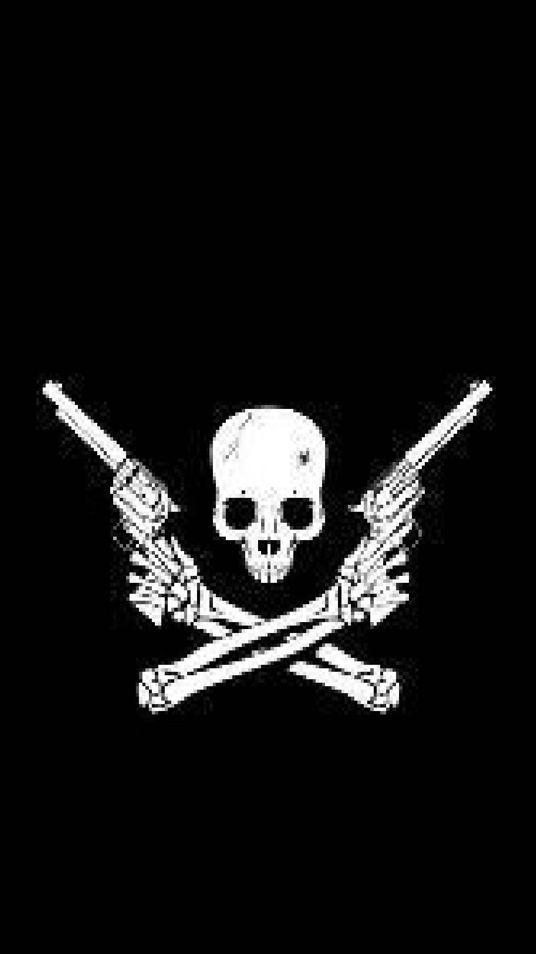 Gangster Skeleton, crossed revolvers, stark white skull, Full HD Phone Wallpaper