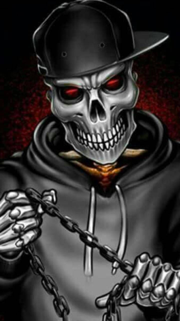 Gangster Skeleton, black cap, hoodie, HD Phone Wallpaper