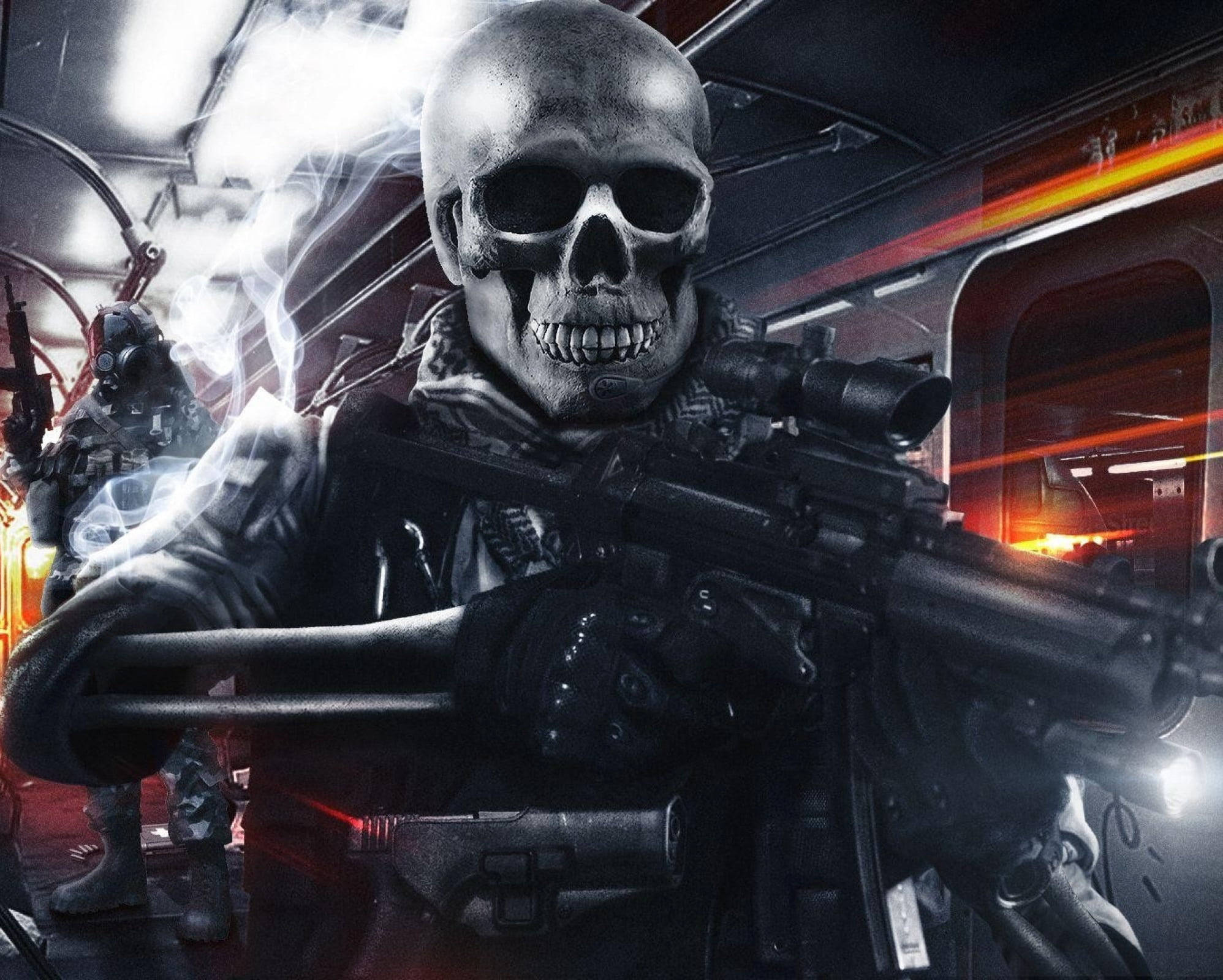 Gangster Skeleton, subway, tactical gear, Full HD Desktop Wallpaper