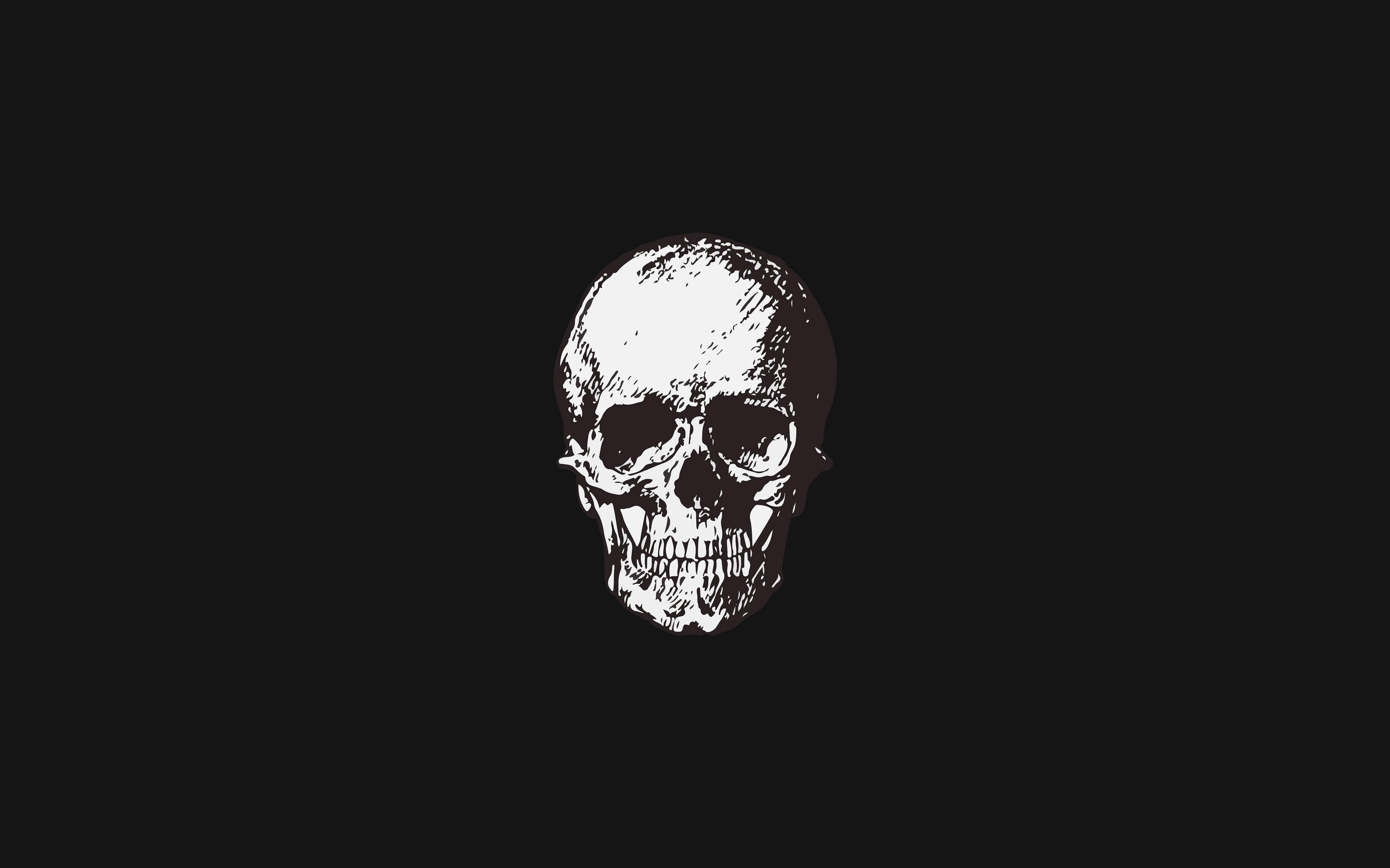 Gangster Skull, sketch, stark white, 4K Desktop Wallpaper
