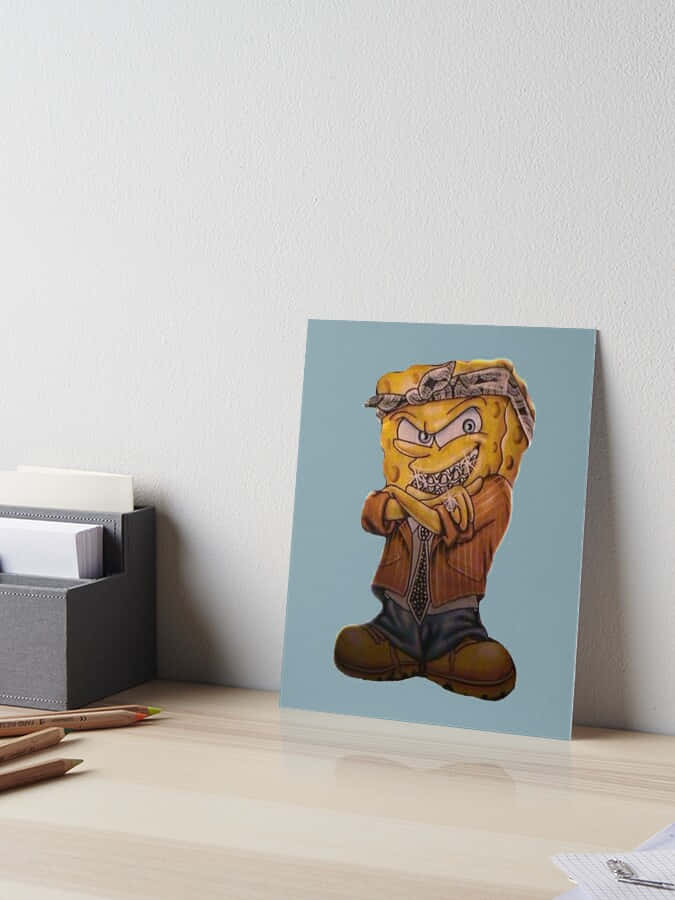 Gangster Spongebob, yellow sponge character, bandana jacket, SD Phone Wallpaper