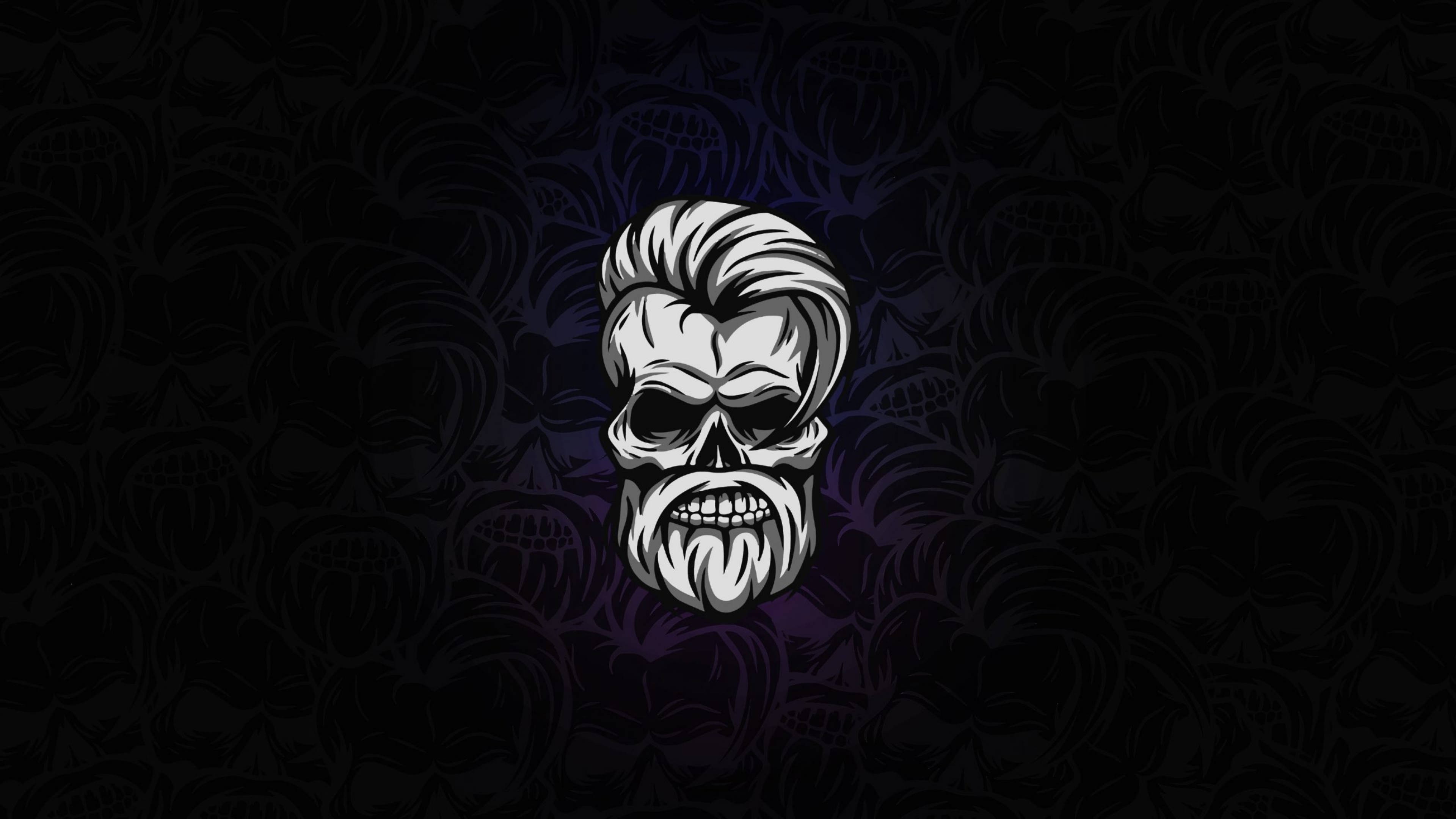 vector art, skull, slicked-back hairstyle, 4K Desktop Wallpaper