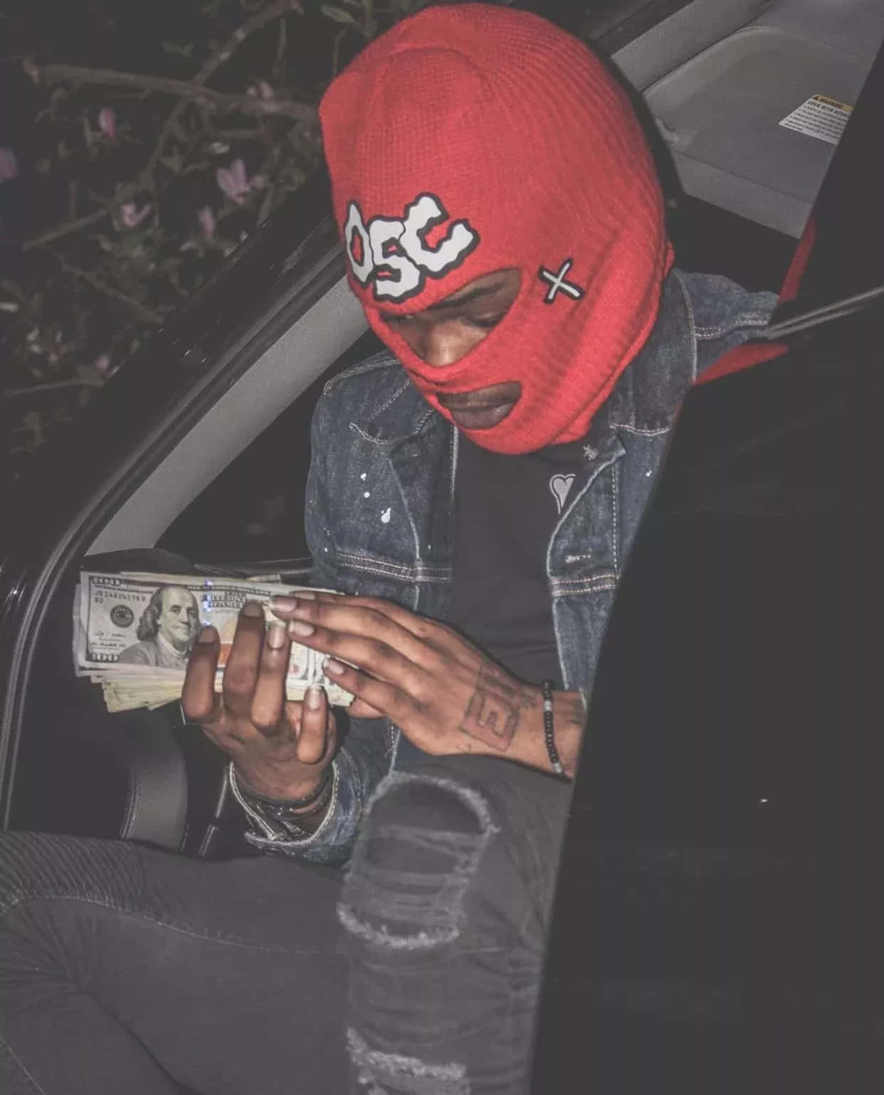 Gangsters With Guns, red balaclava, car, HD Phone Wallpaper
