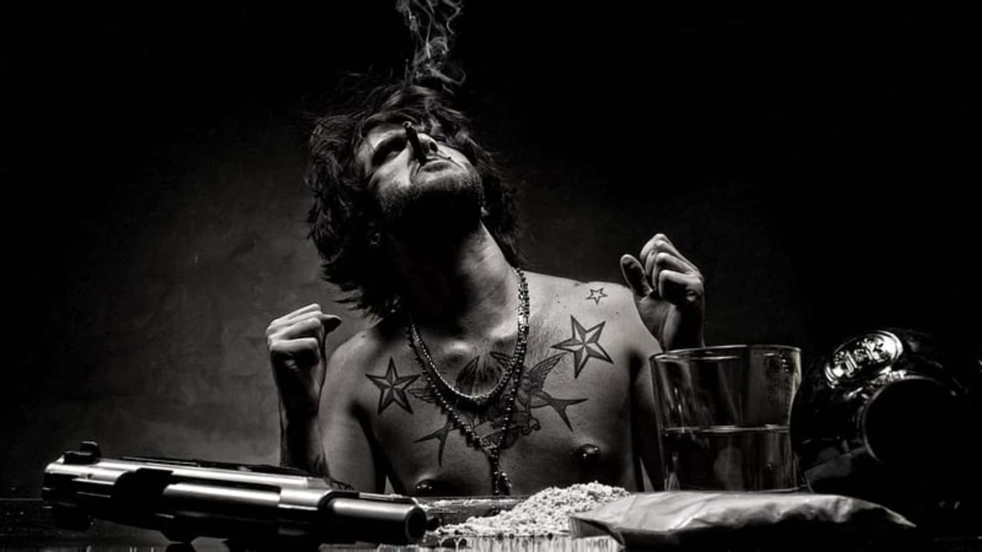 Gangsters With Guns, tattooed man, cigarette, Full HD Desktop Wallpaper