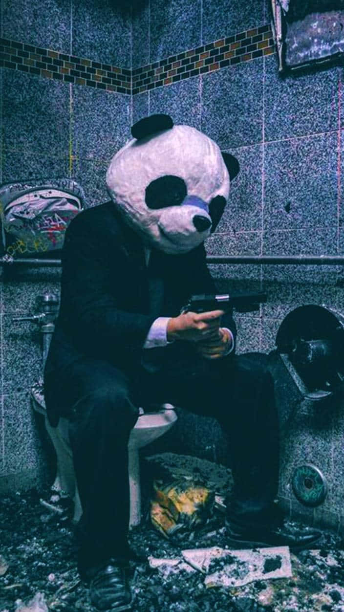 Gangsters With Guns, panda mask, toilet, SD Phone Wallpaper