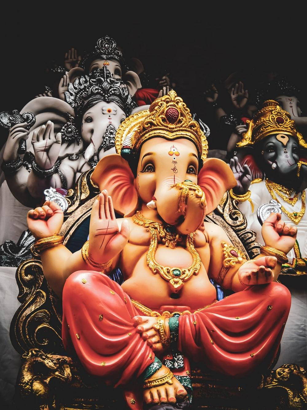 Ganpati HD, elephant-headed deity, red robes, HD Phone Wallpaper
