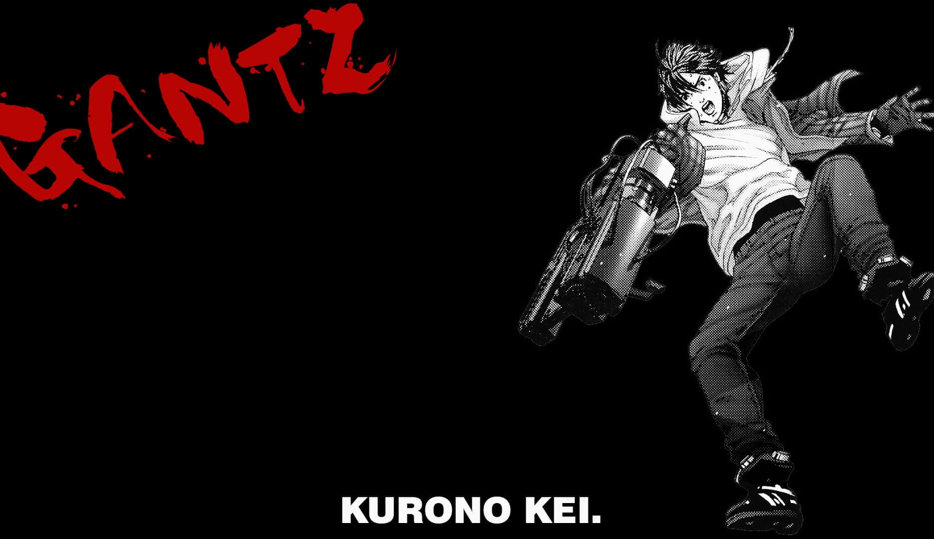Kei Kurono, Gantz, black and white anime character, HD Desktop Wallpaper