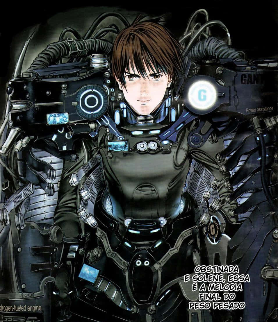 Gantz Kei Kurono, biomechanical suit, glowing blue accents, SD Phone Wallpaper