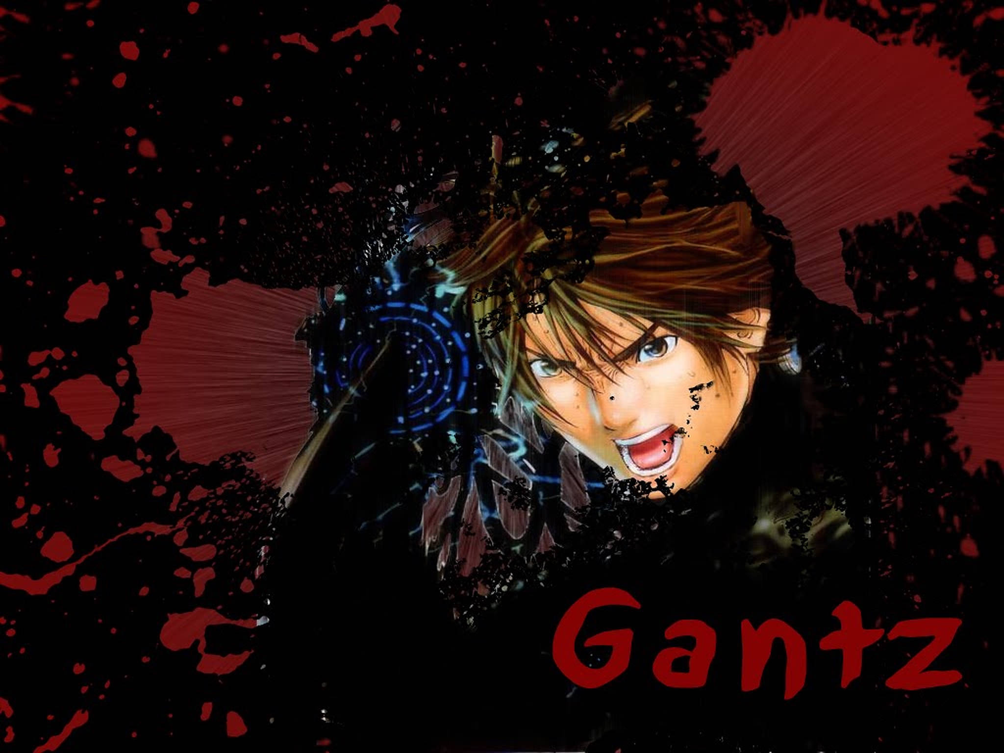 Gantz, blood splatter, brown hair, Full HD Desktop Wallpaper