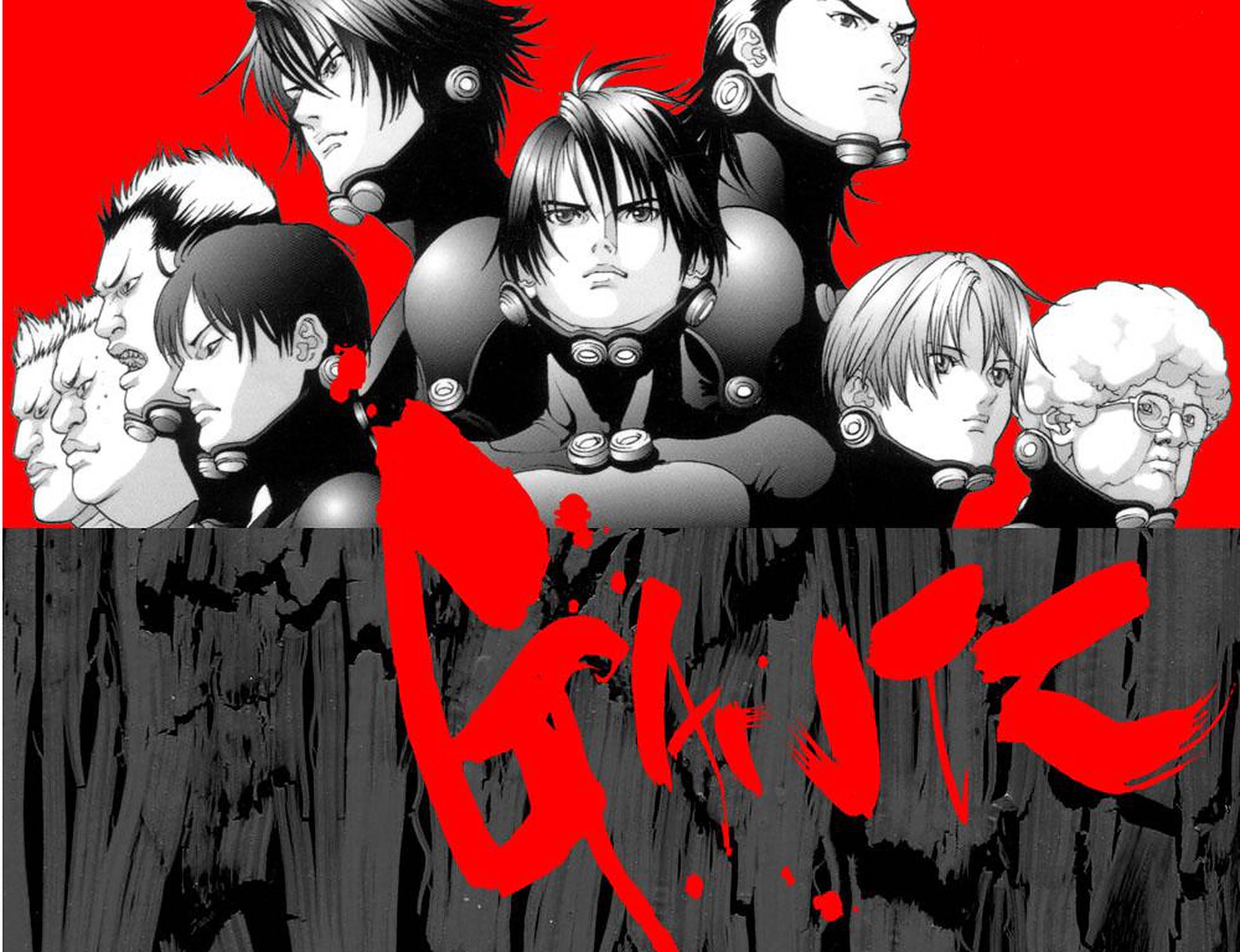 Gantz, red, black and white, Full HD Desktop Wallpaper