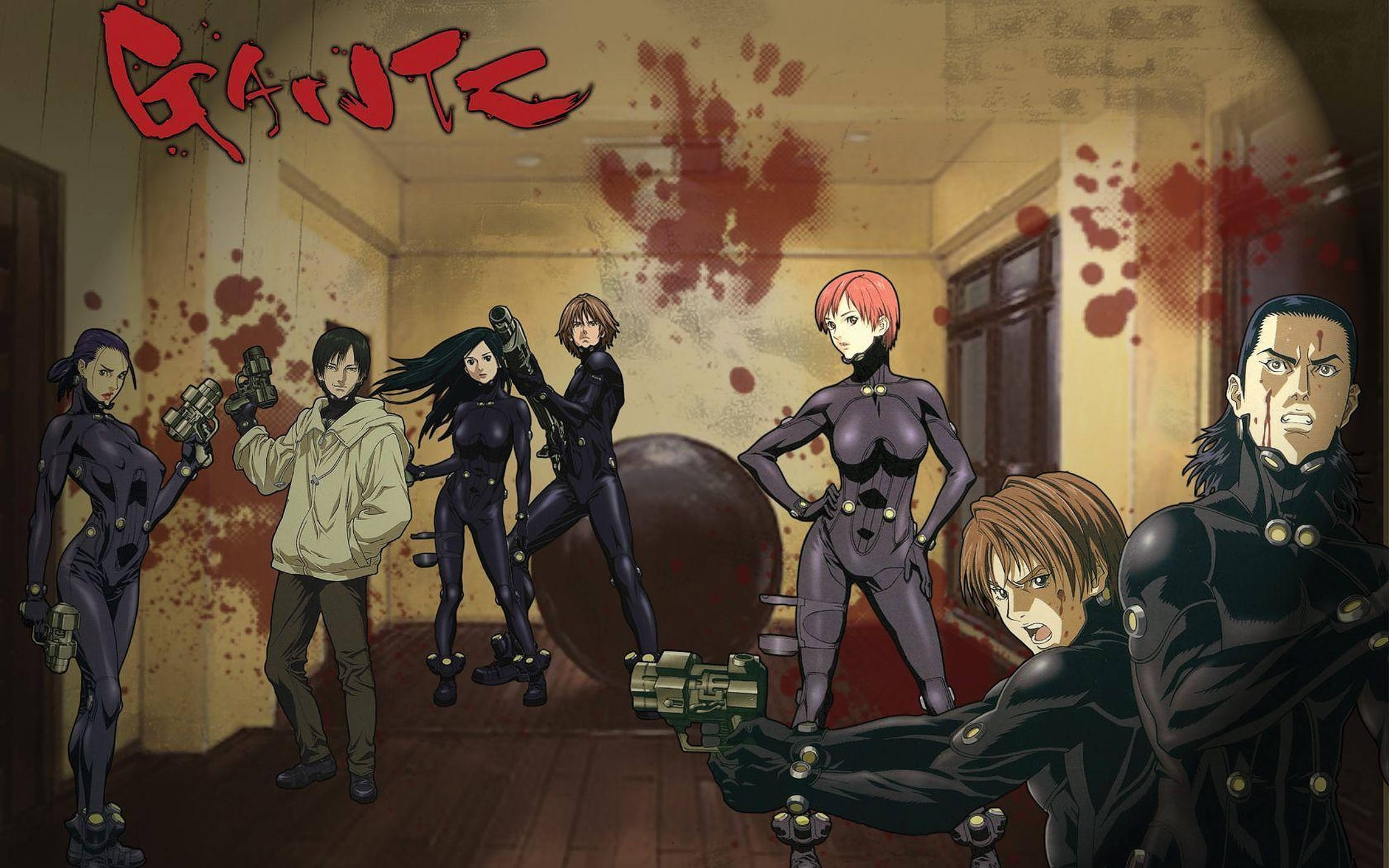 Gantz, anime characters, black tactical gear, Full HD Desktop Wallpaper