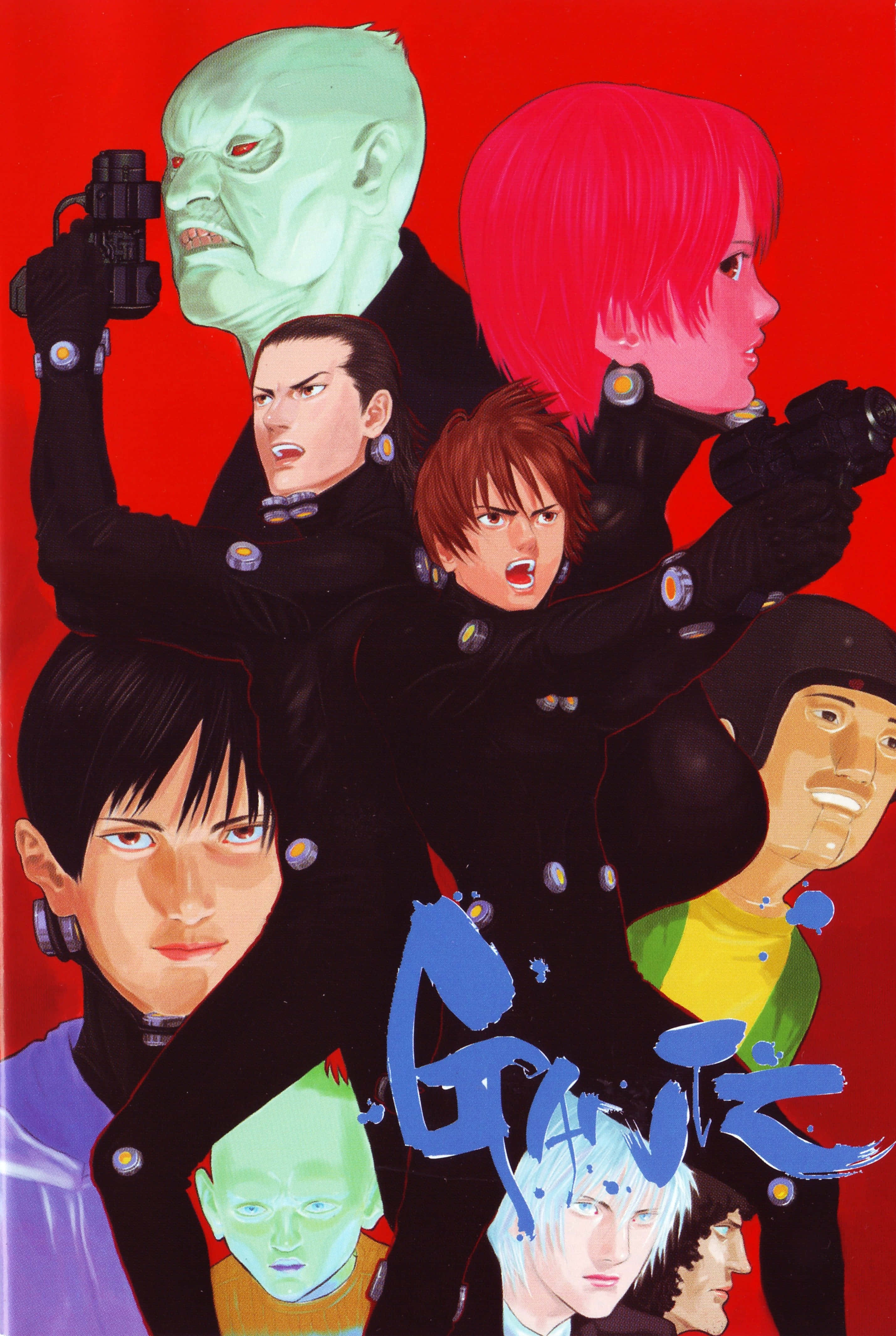 Gantz, Team Red, black suits, 4K Phone Wallpaper