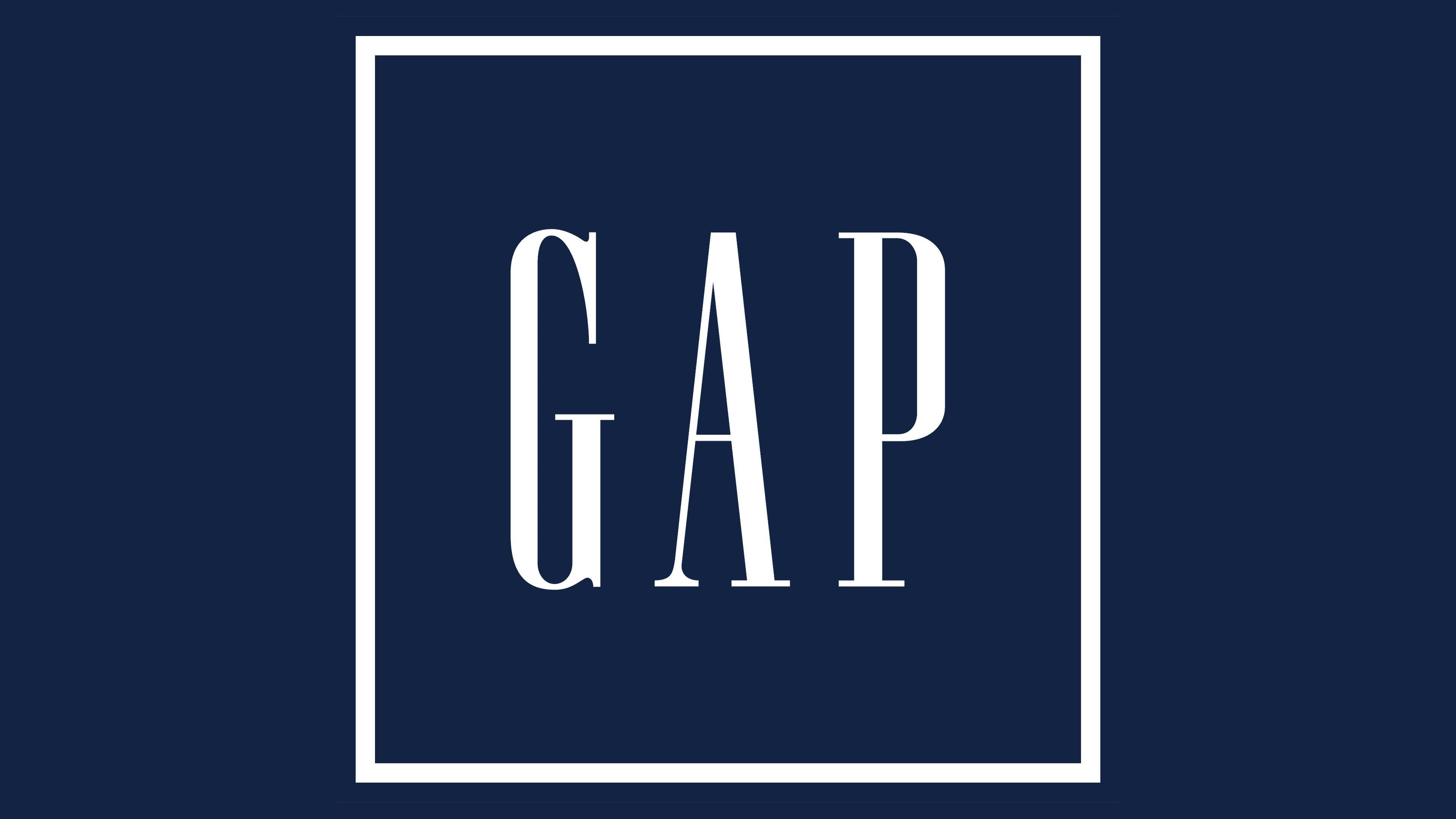 GAP, navy blue, white serif letters, 4K Desktop Wallpaper