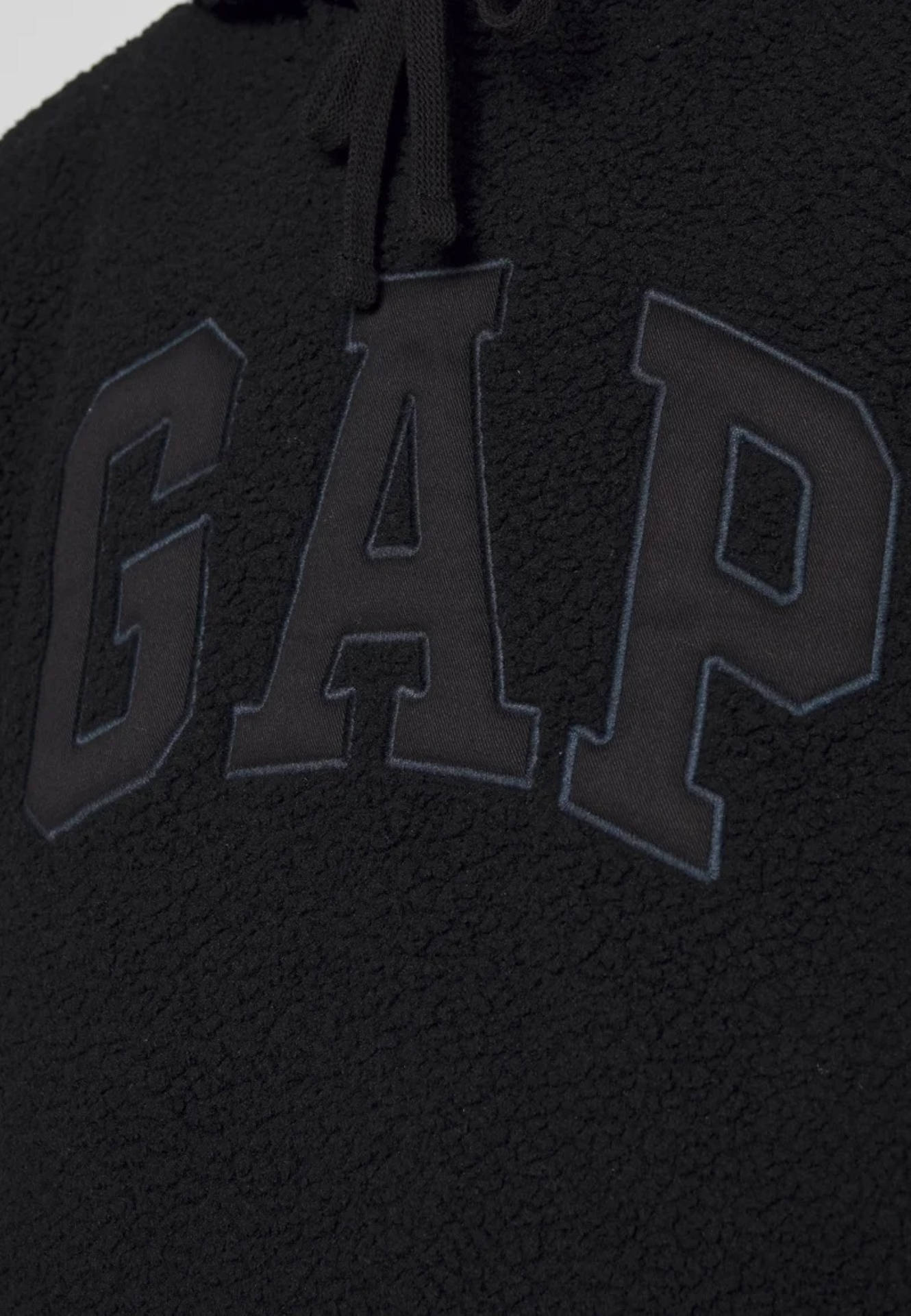 GAP, black fleece hoodie, bold embroidered GAP logo, Full HD Phone Wallpaper
