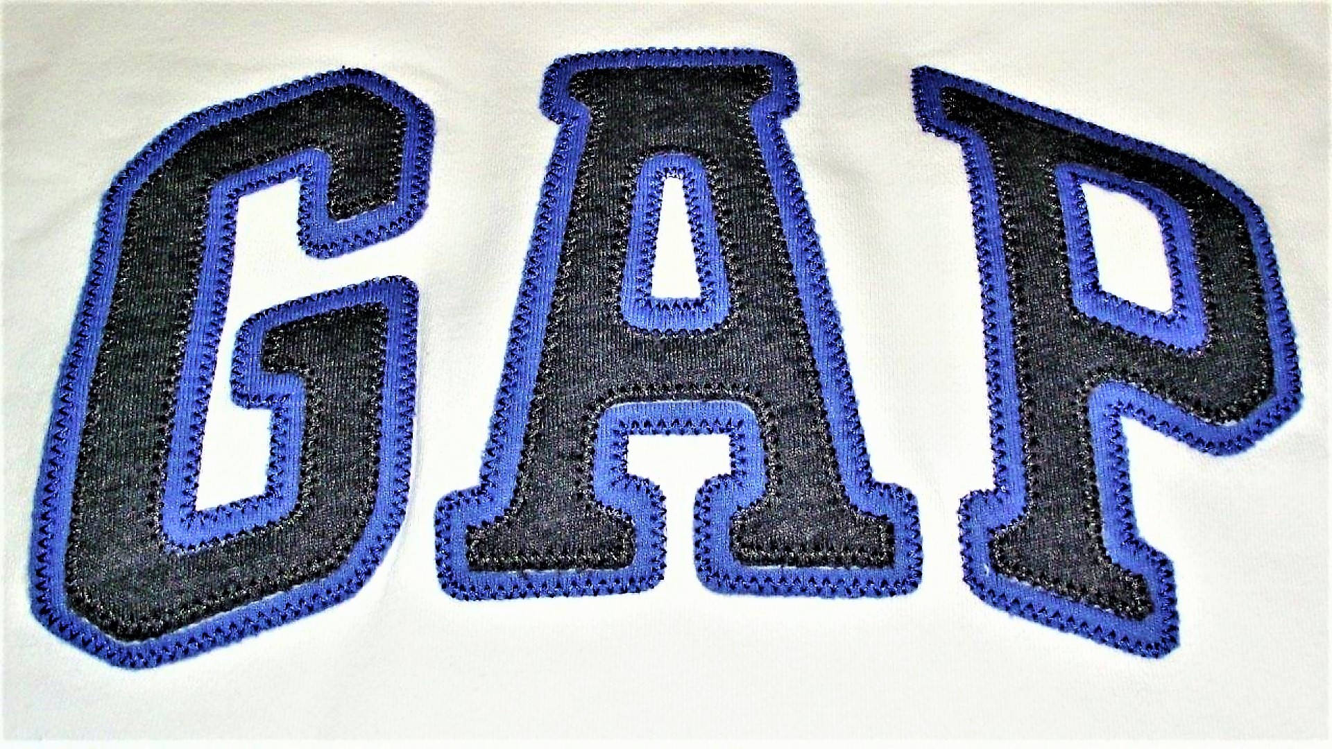 GAP, embroidered classic GAP logo, black and blue, Full HD Desktop Wallpaper