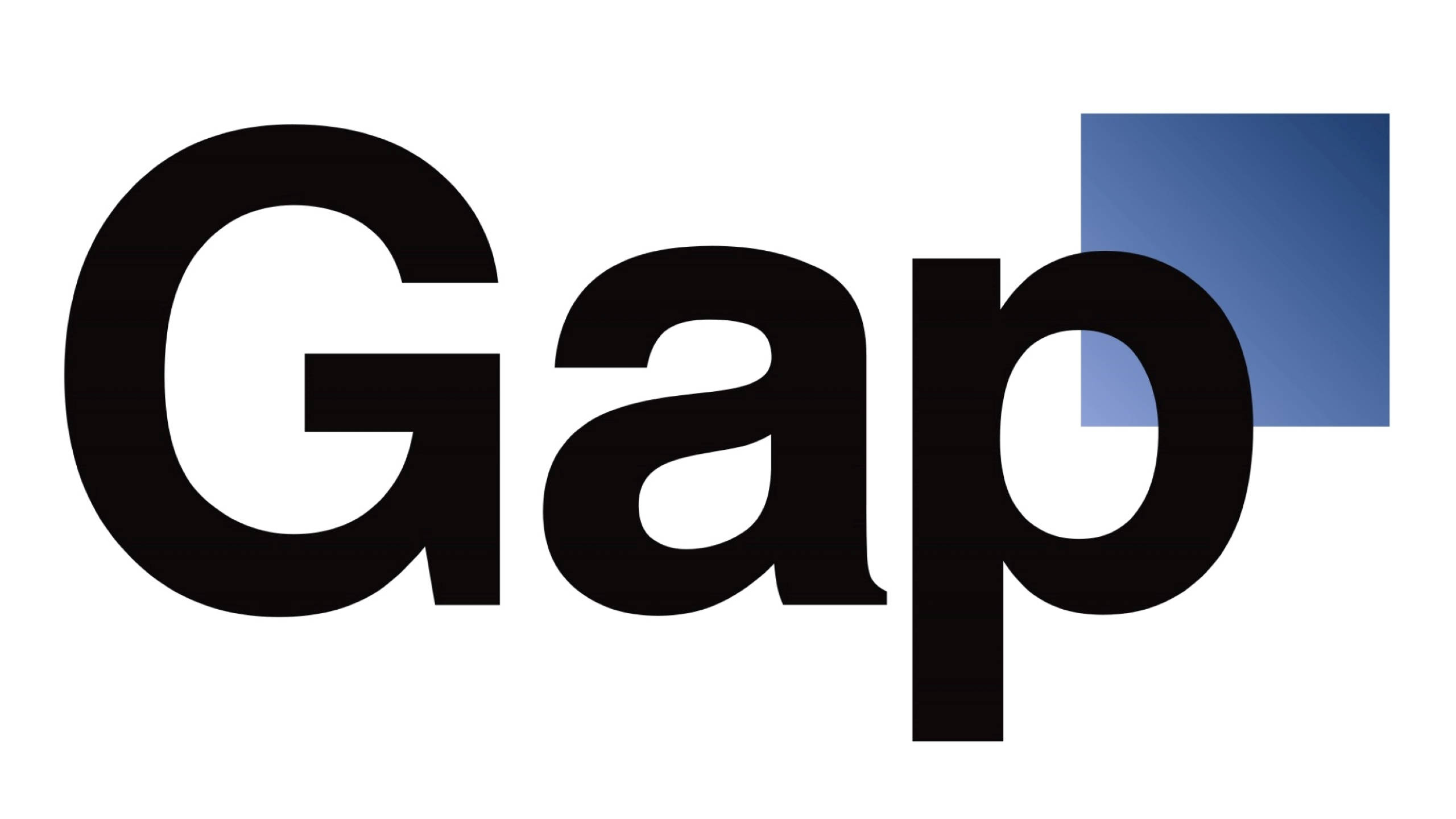 Gap, blue square, black lowercase letters, 2K Desktop Wallpaper