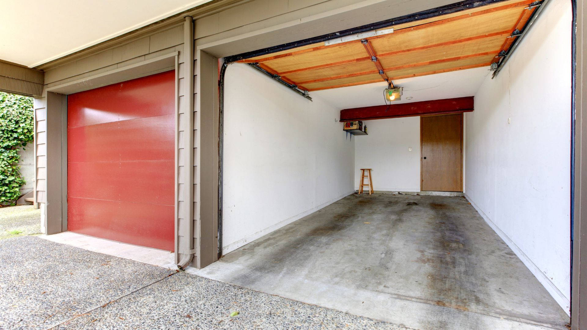 vintage aesthetic, empty garage, open door, Full HD Desktop Wallpaper