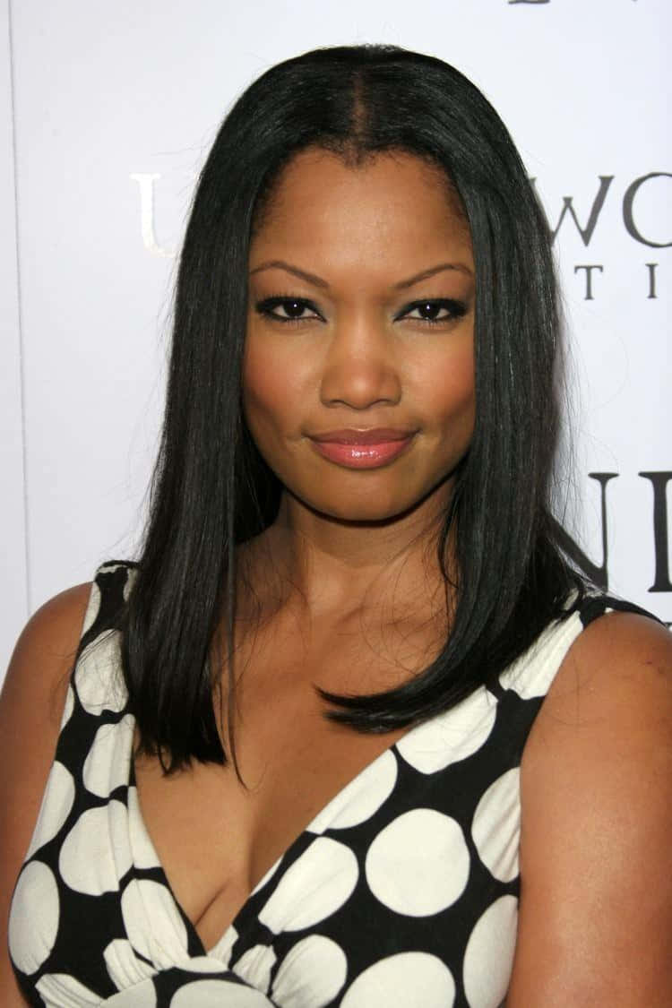 Garcelle Beauvais, black and white polka dot dress, long black hair, SD Phone Wallpaper