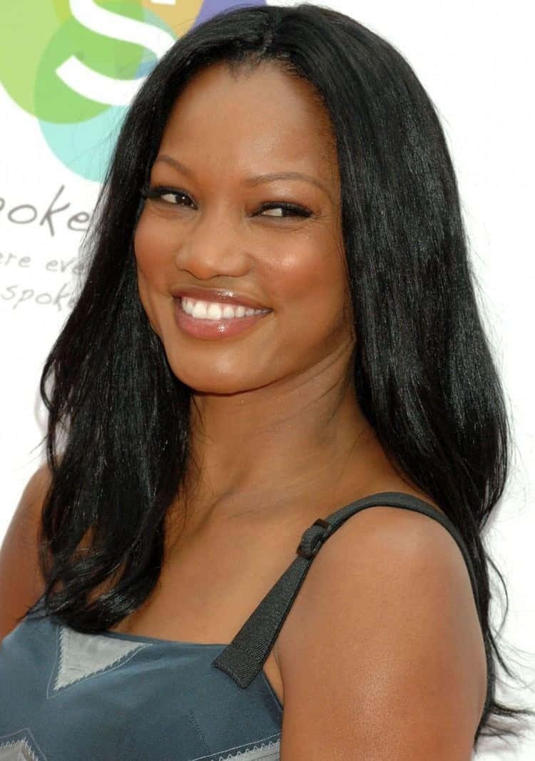 Garcelle Beauvais, blue top, branded backdrop, SD Phone Wallpaper