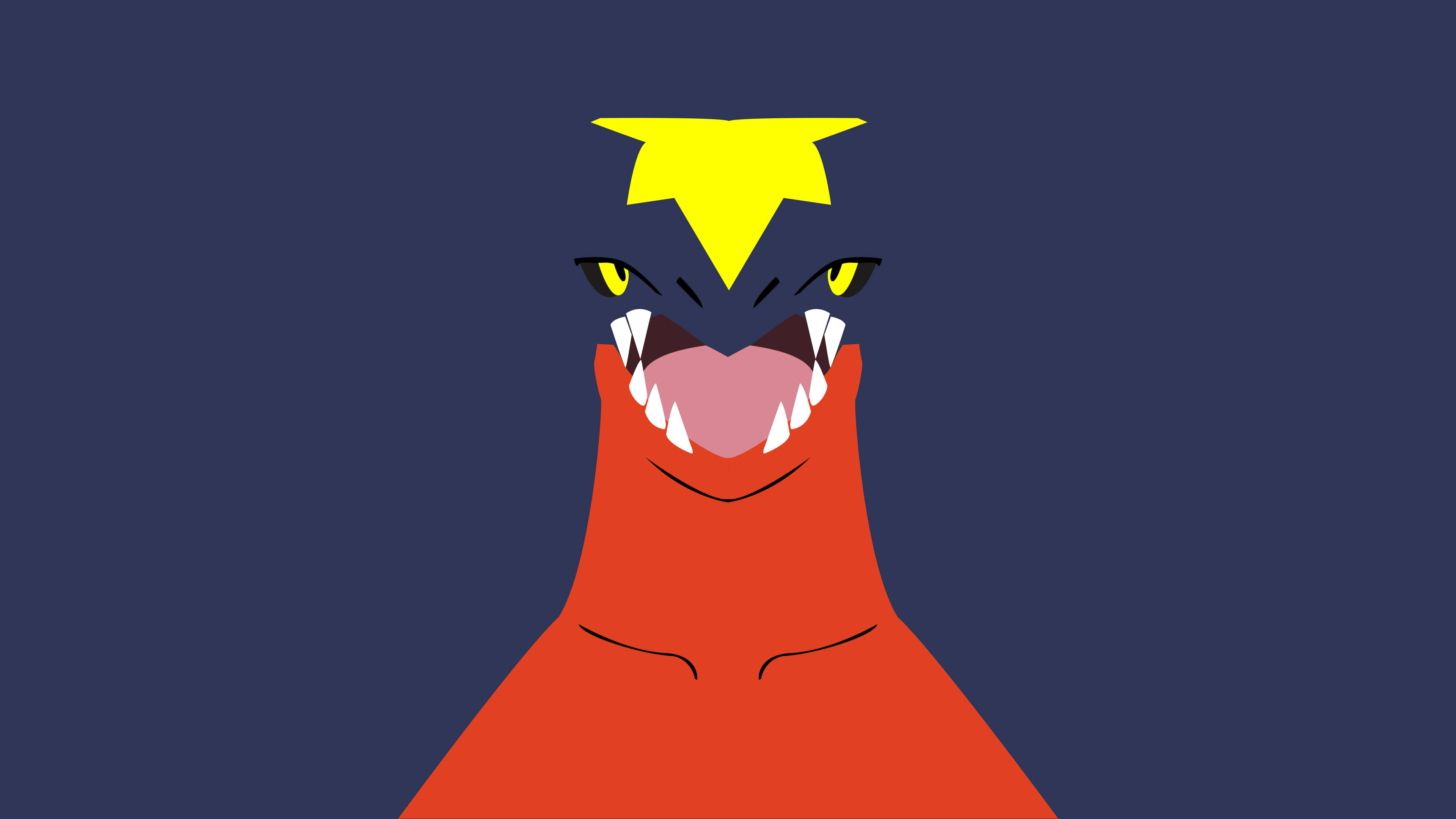 Garchomp, red dragon, yellow lightning bolt crest, 4K Desktop Wallpaper