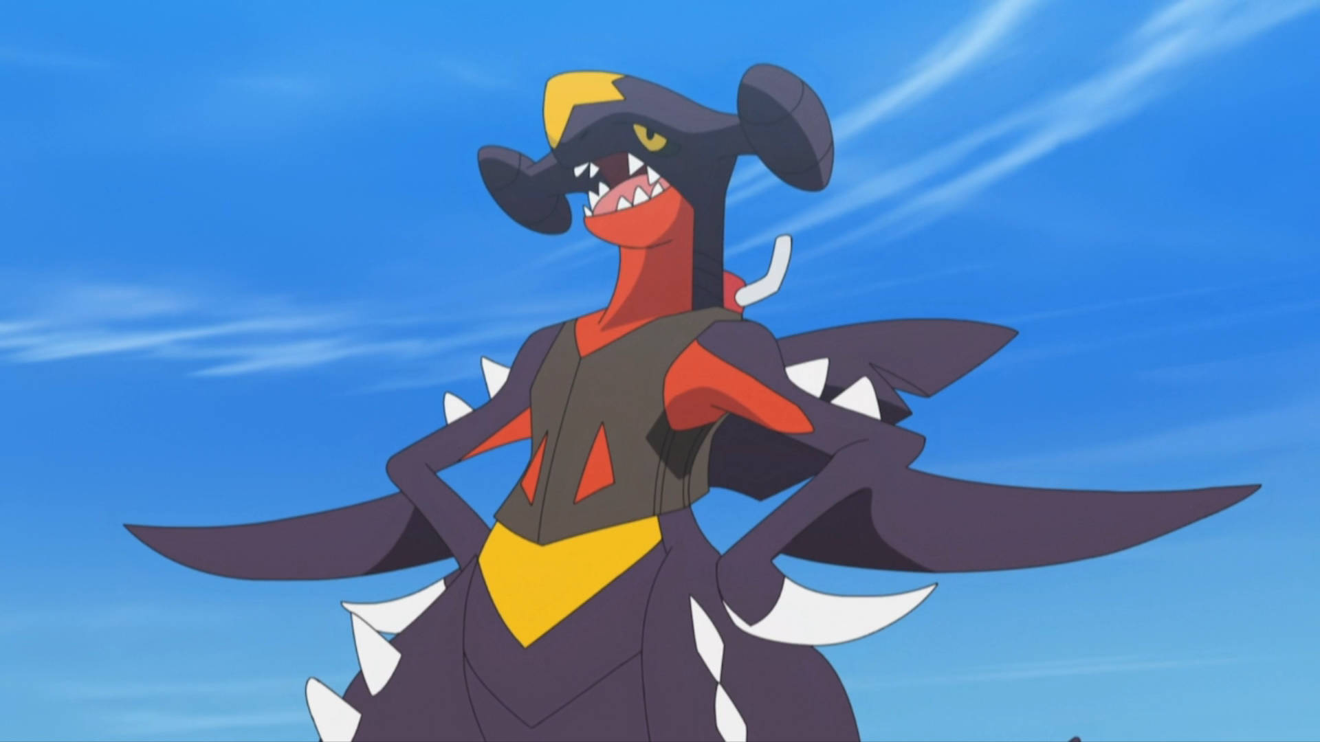 Garchomp, dark purple, red, Full HD Desktop Wallpaper