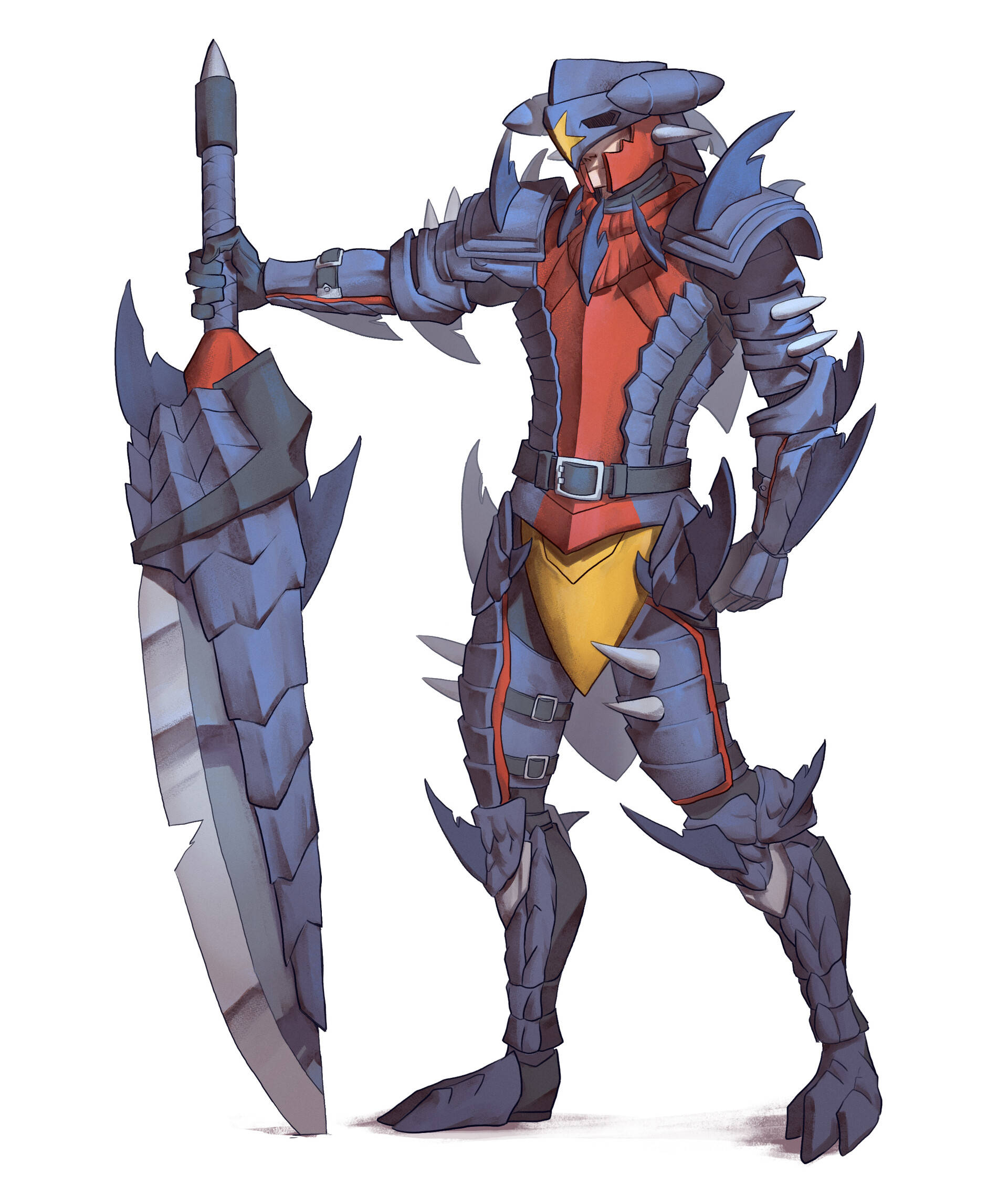 Garchomp, male armor, blue and red plating, Full HD Phone Wallpaper
