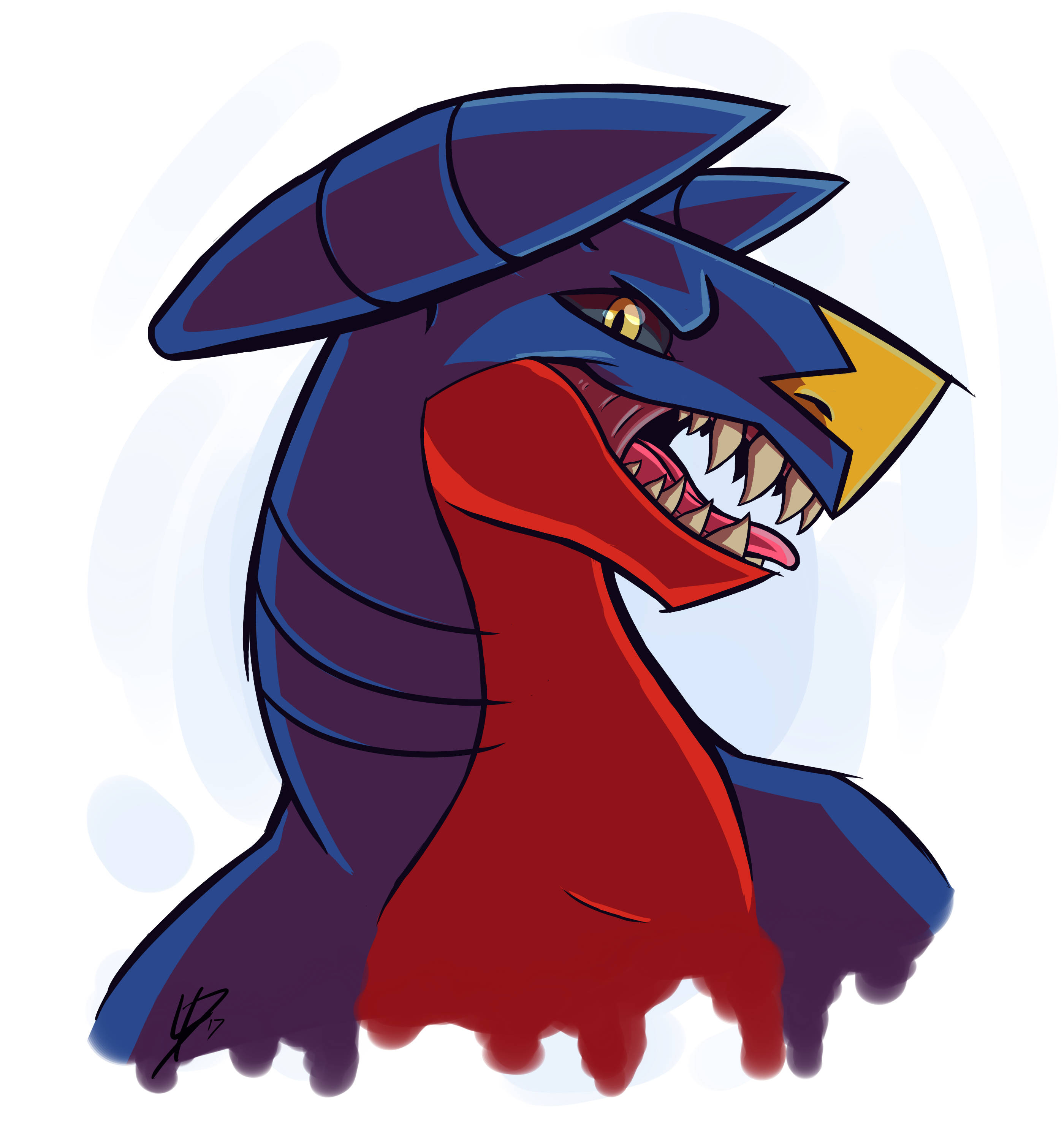 Garchomp, blue, red, 2K Phone Wallpaper