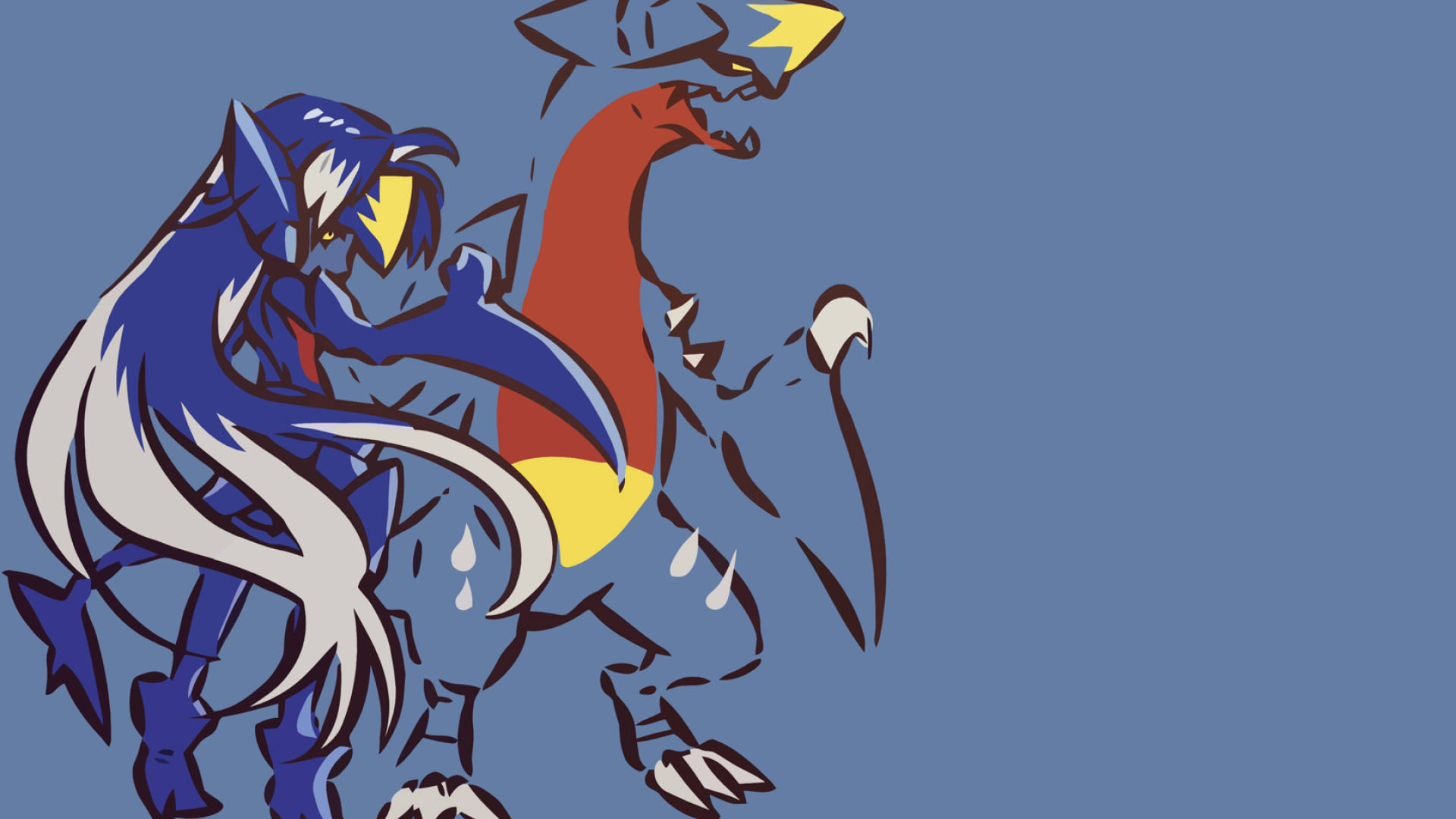 Garchomp, anime, silhouettes, Full HD Desktop Wallpaper