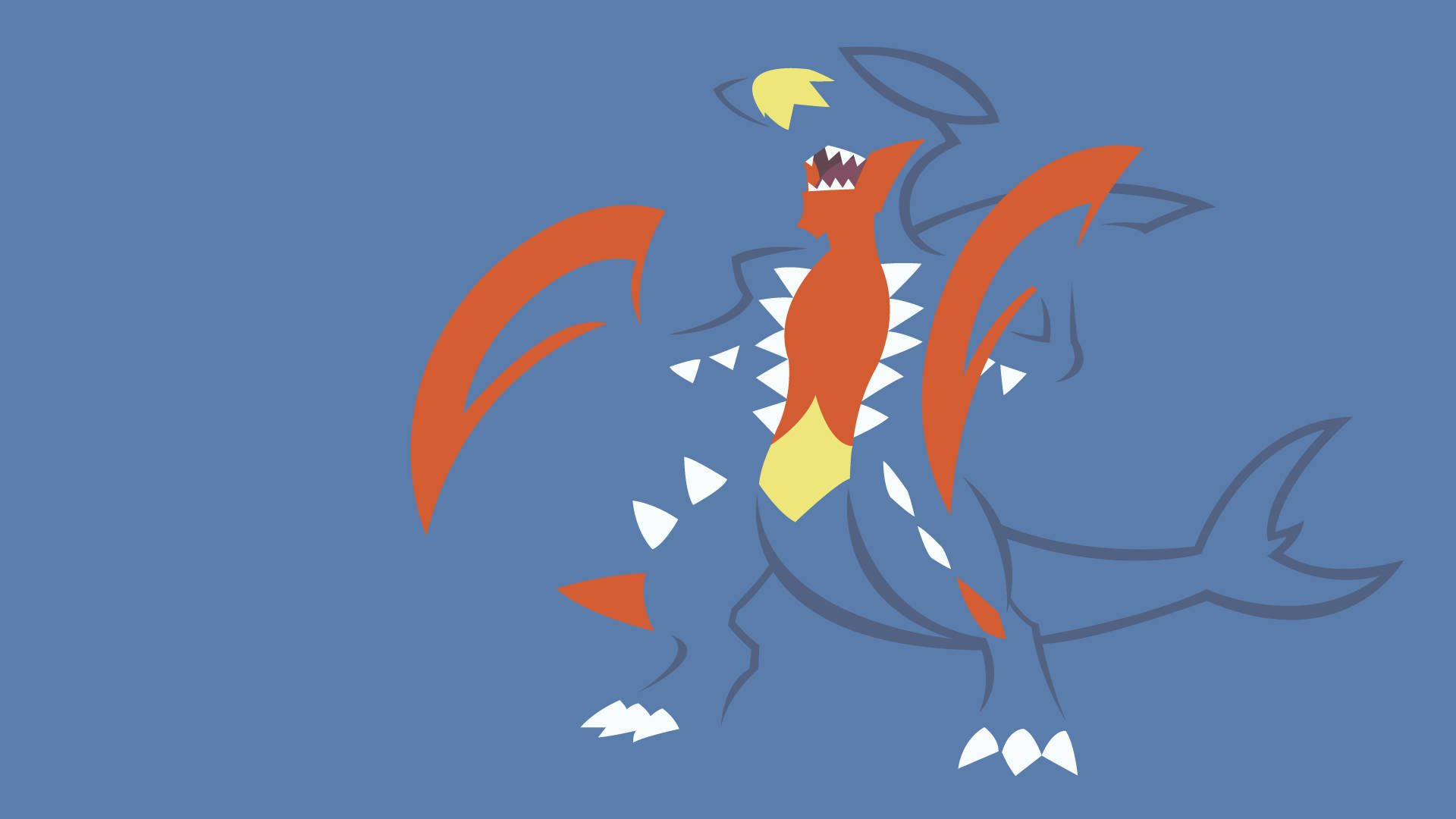 Garchomp, blue, orange, Full HD Desktop Wallpaper
