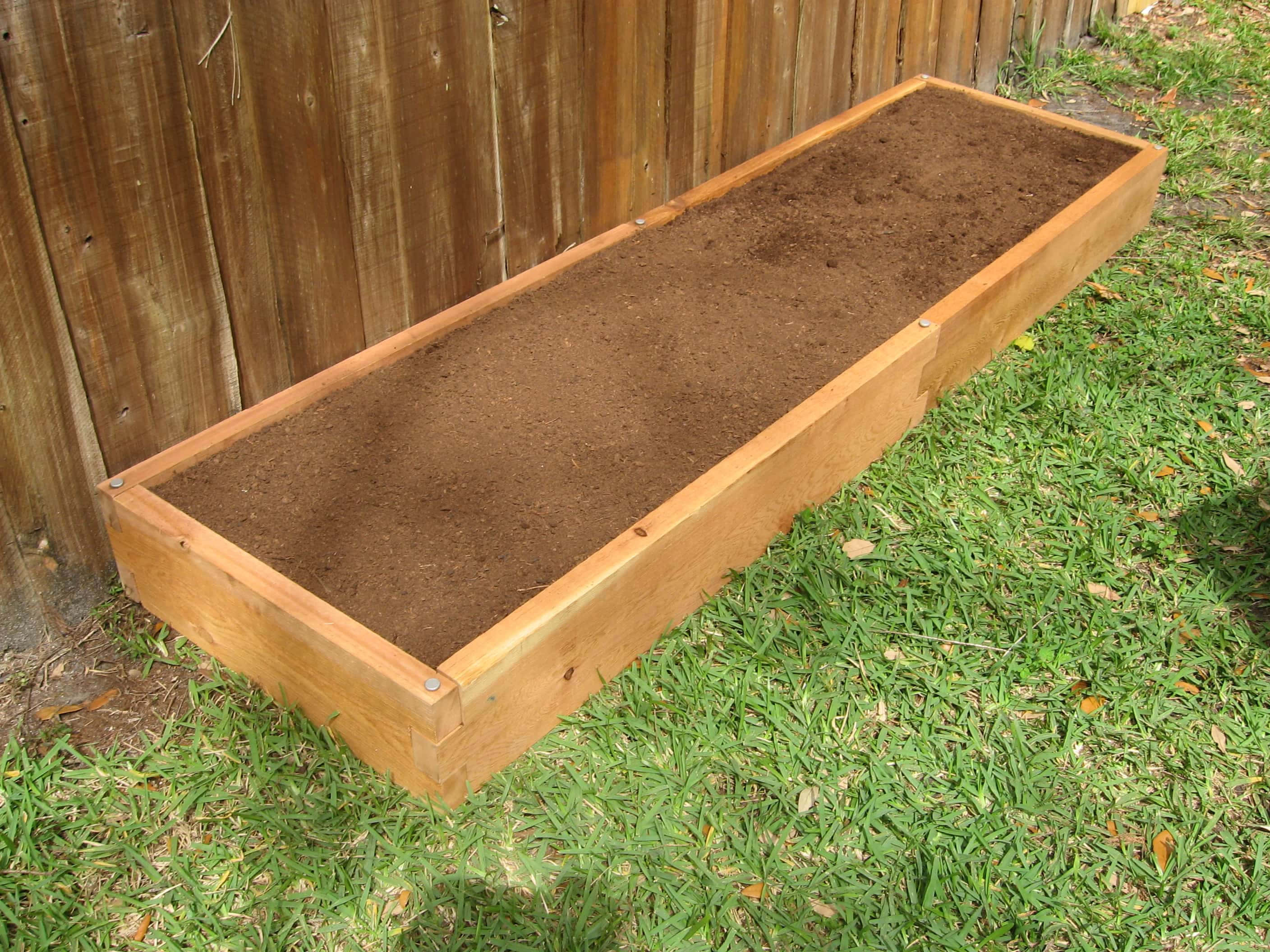 garden bed, wooden raised garden bed, rich brown soil, 2K Desktop Wallpaper