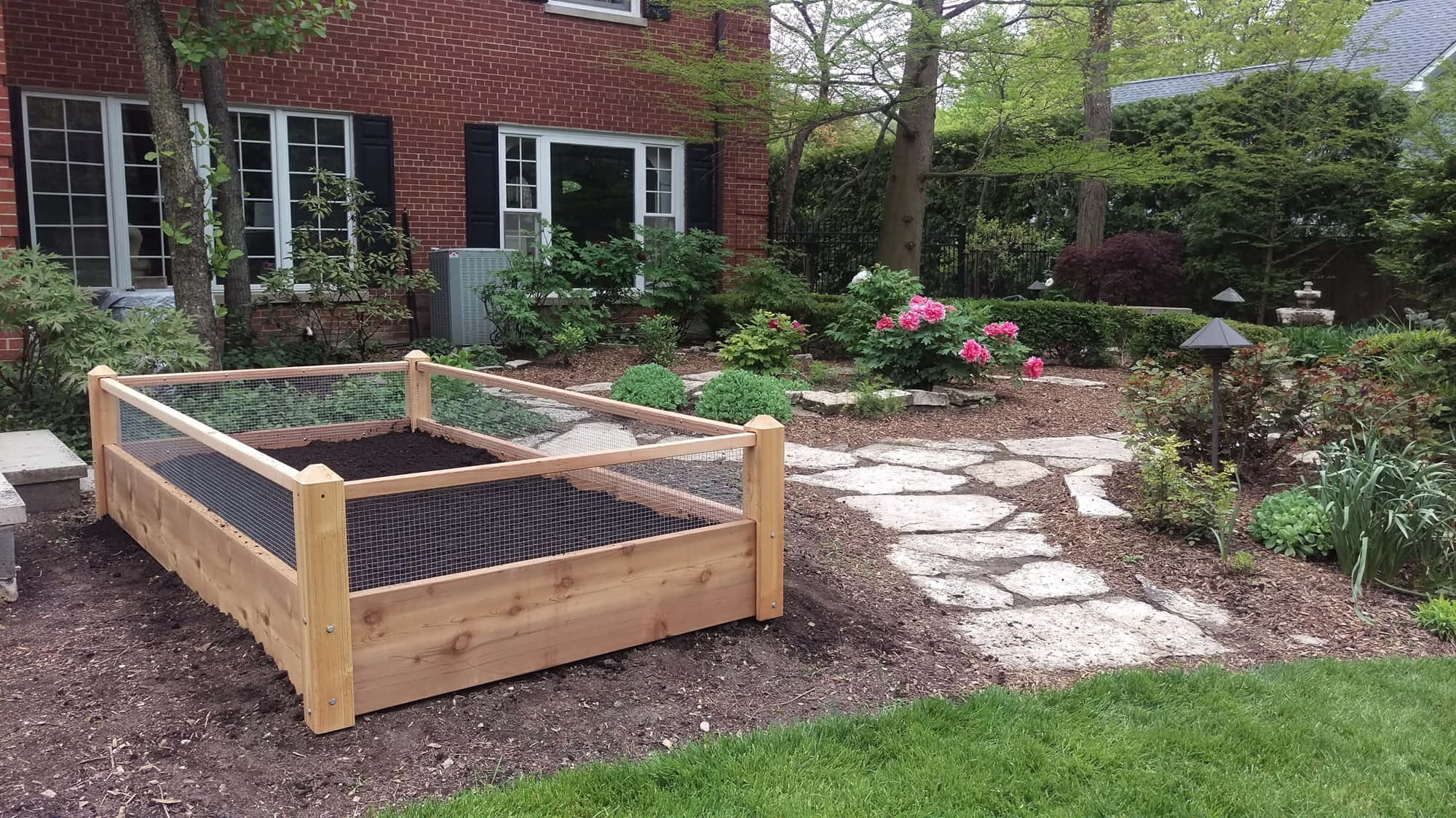 garden bed, wooden raised garden bed, wire mesh, Full HD Desktop Wallpaper