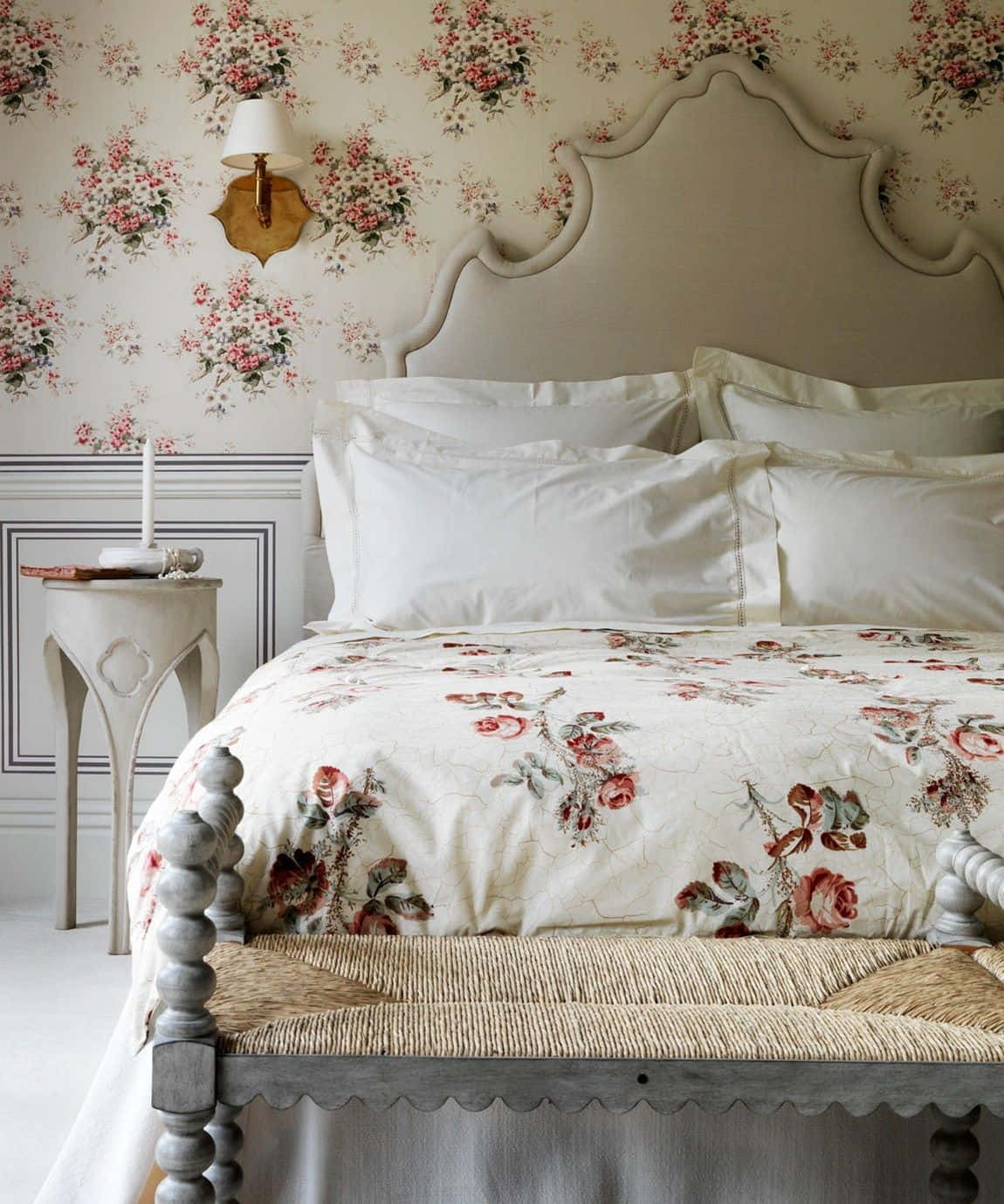 floral bed linen, wallpaper, bed, HD Phone Wallpaper