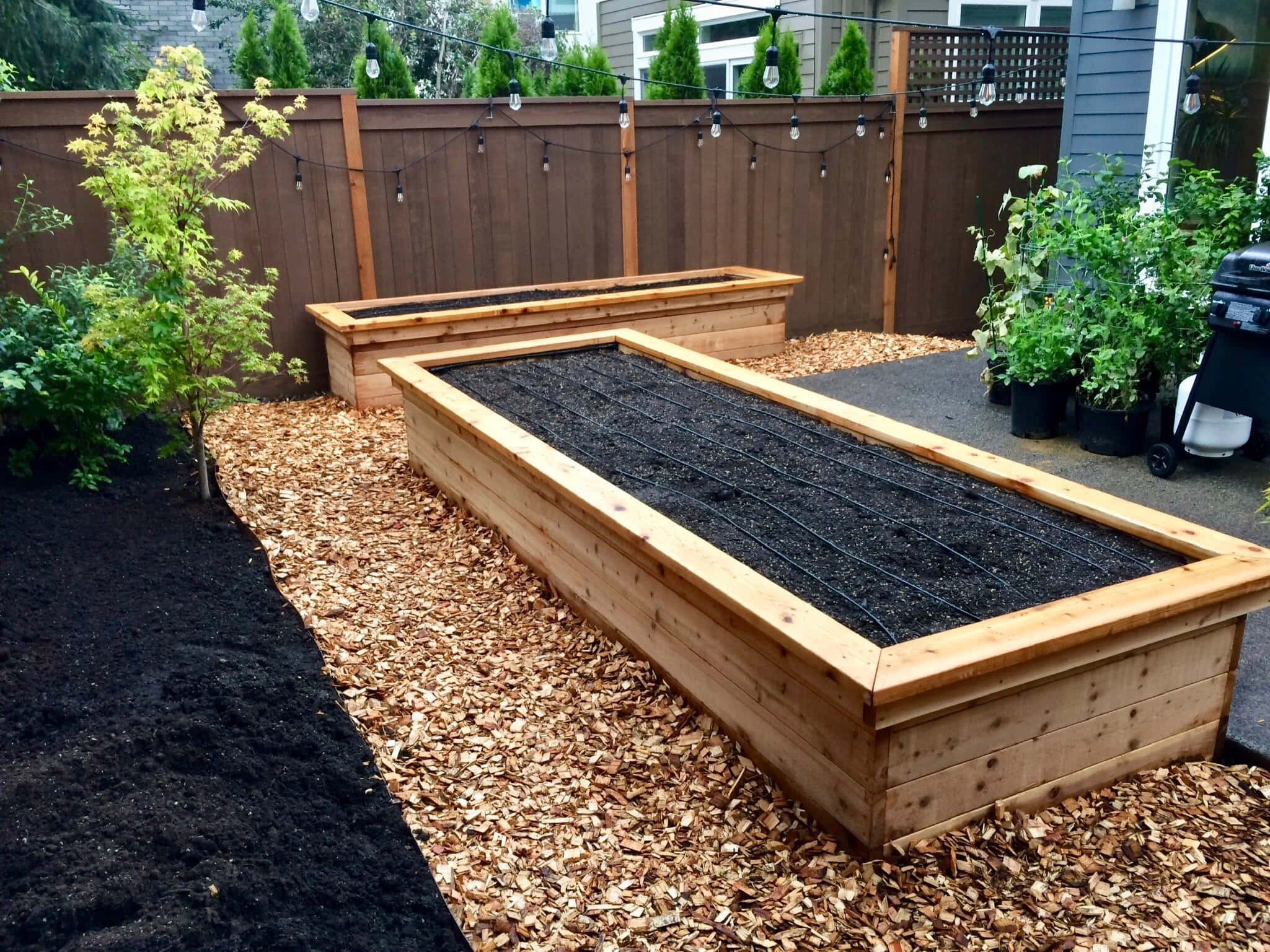 garden bed, wooden raised garden beds, dark soil, Full HD Desktop Wallpaper