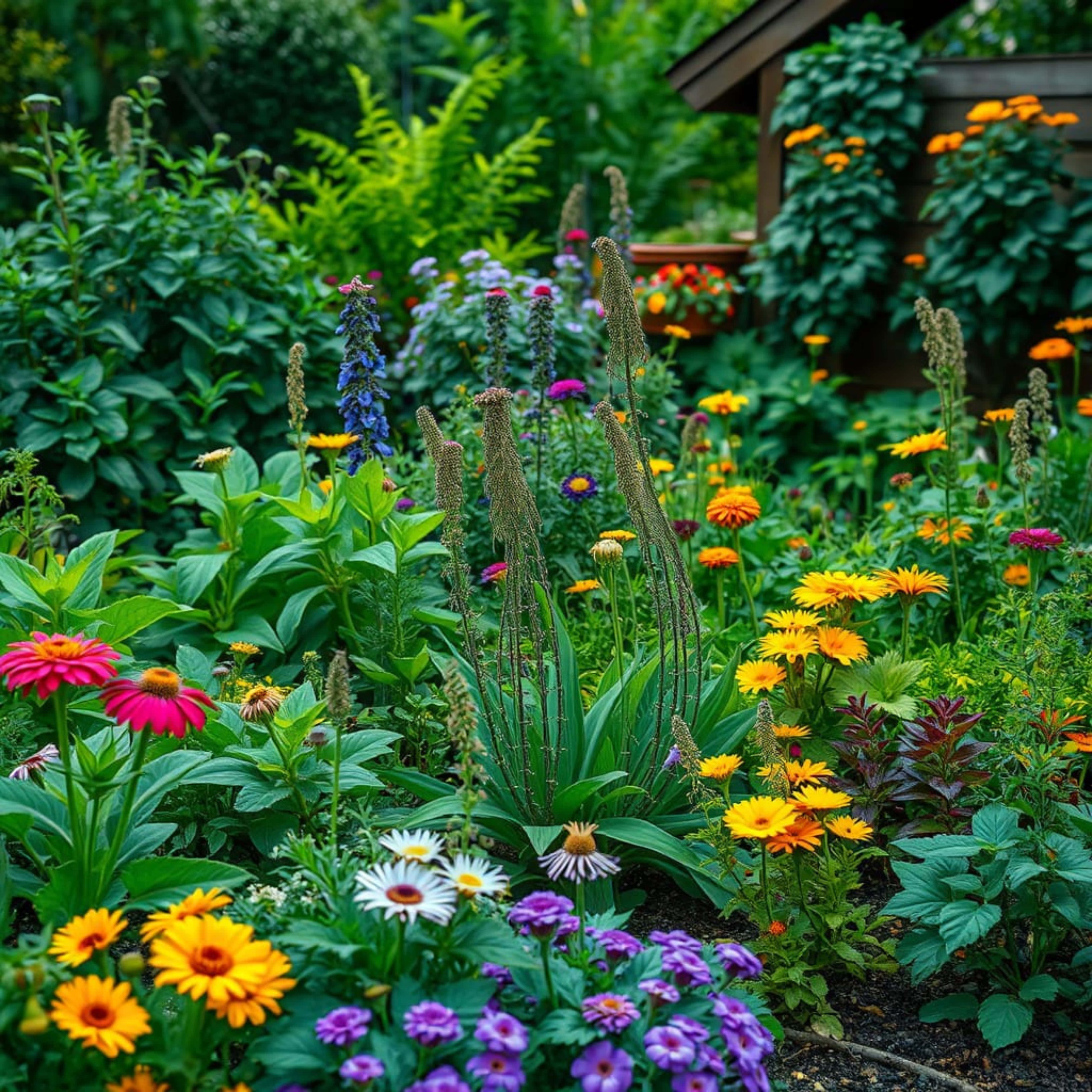 garden, pink, orange, 5K Desktop Wallpaper