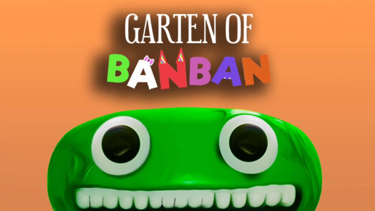 Garden Of Banban, green cartoon creature, big white eyes, SD Desktop Wallpaper