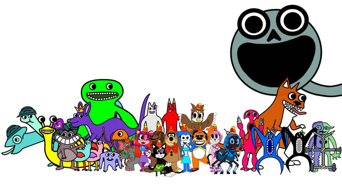 Garden Of Banban, cartoon lineup, diverse quirky monsters, SD Desktop Wallpaper