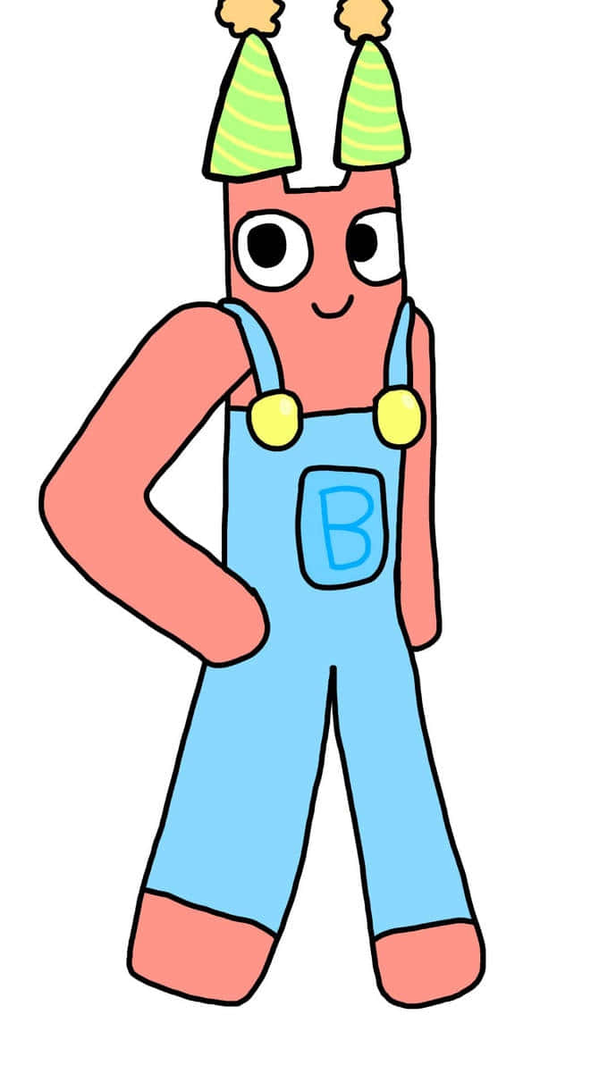 Banban, pink cartoon character, blue overalls, SD Phone Wallpaper