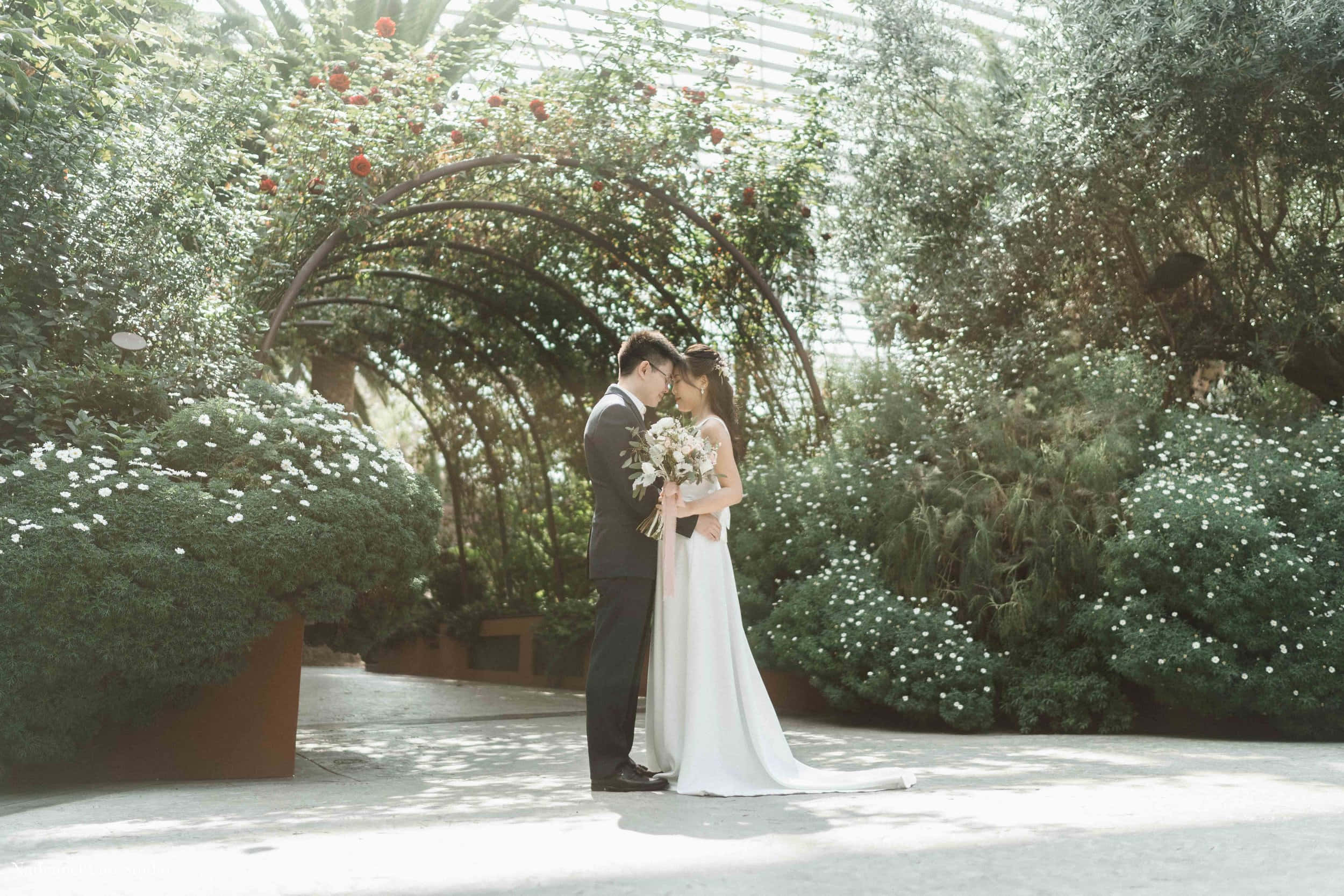 garden wedding, floral arbor, sunlit greenhouse, Full HD Desktop Wallpaper