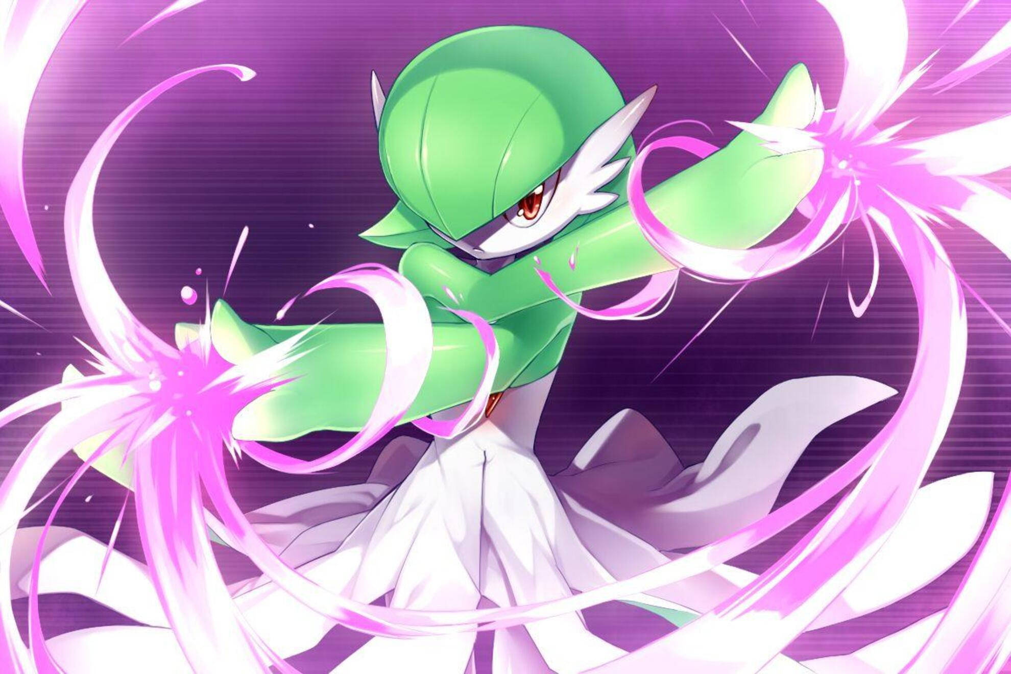 Gardevoir, purple, pink energy attack, Full HD Desktop Wallpaper