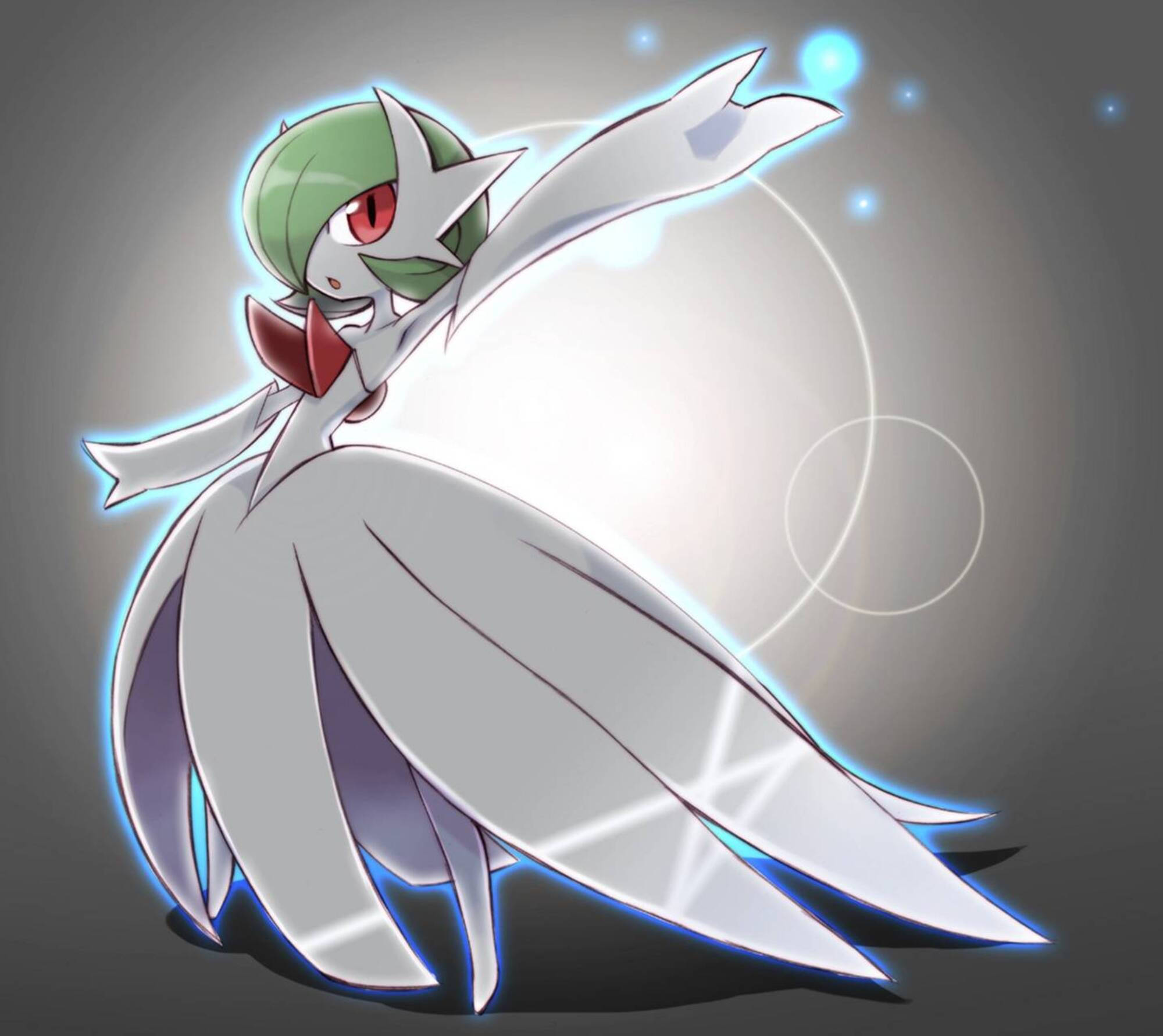 Gardevoir, anime-style, green head, Full HD Desktop Wallpaper