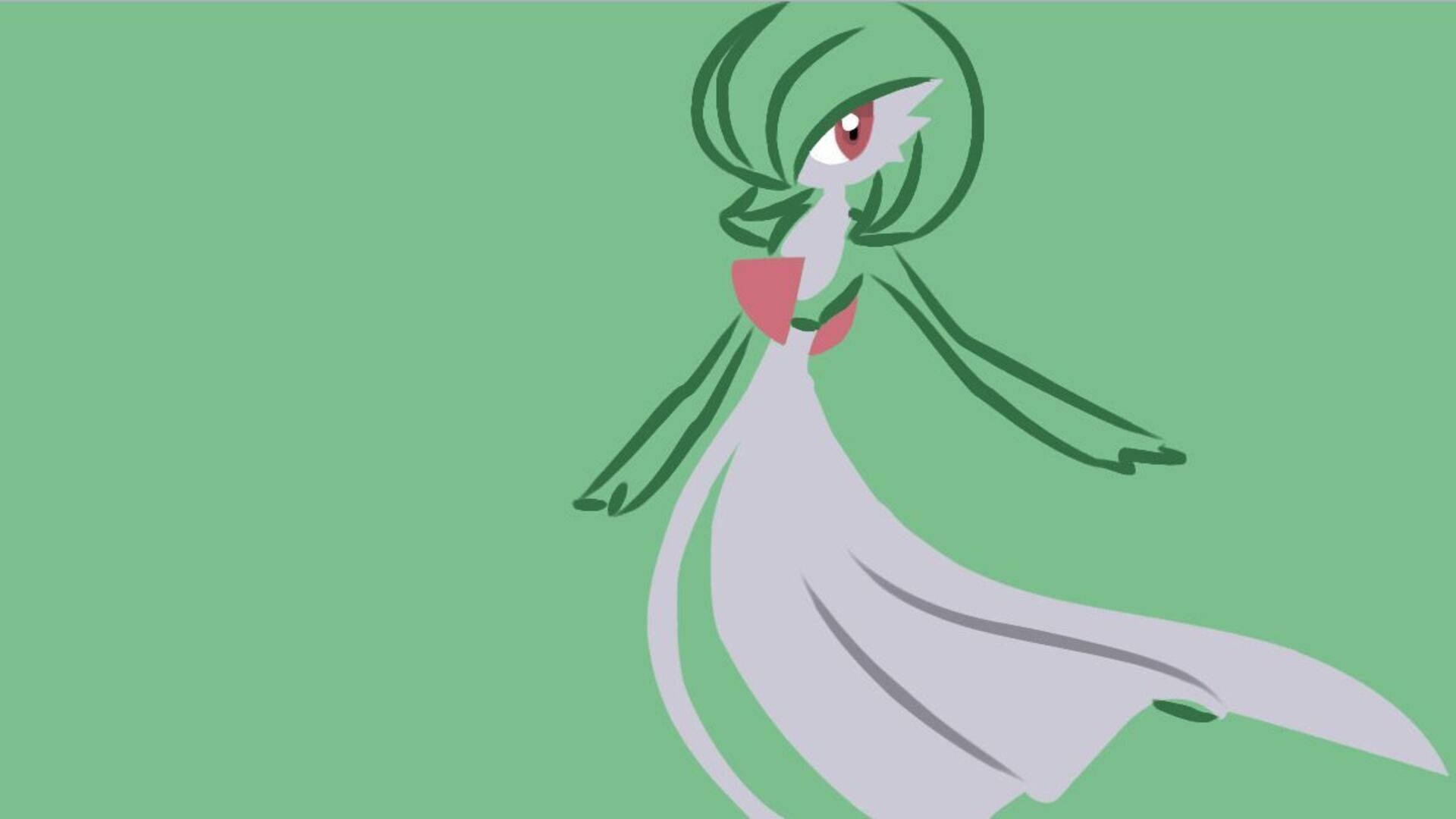 Green Gardevoir, anime character, green hair, Full HD Desktop Wallpaper
