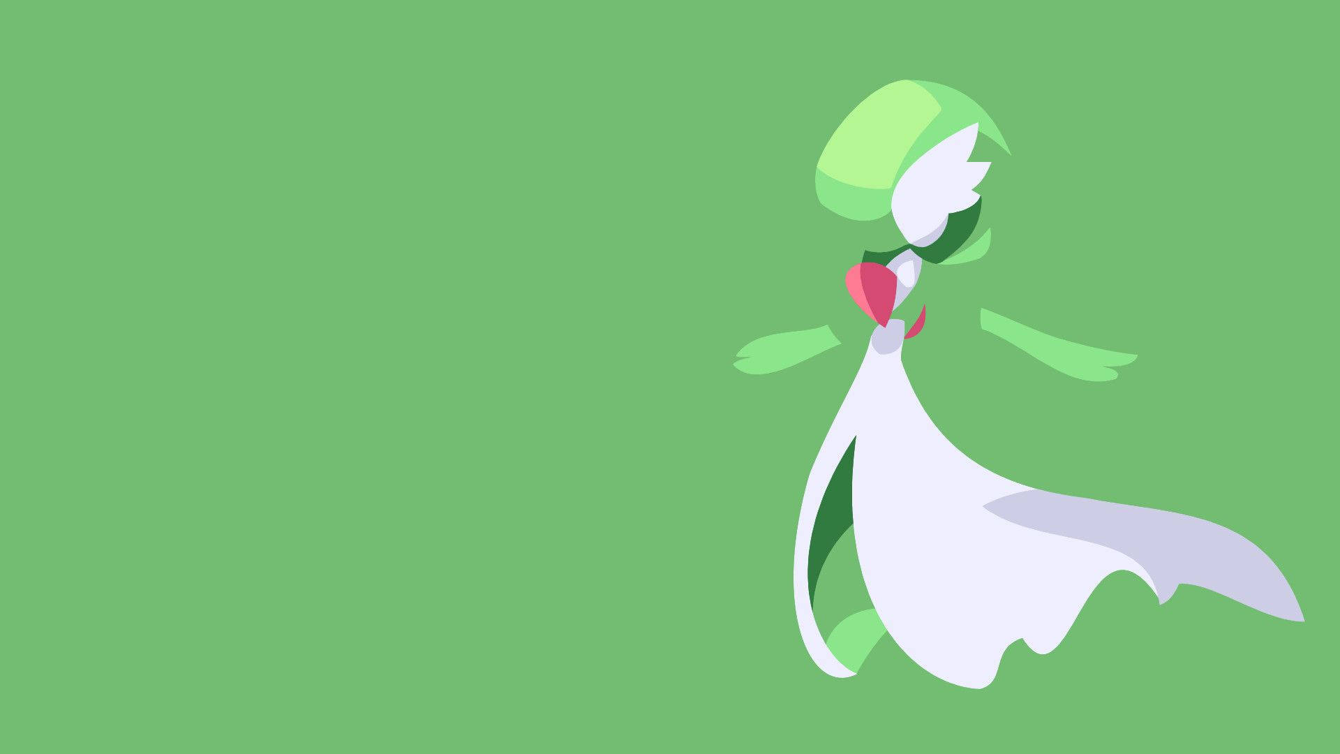 Gardevoir, green hair, white dress, Full HD Desktop Wallpaper