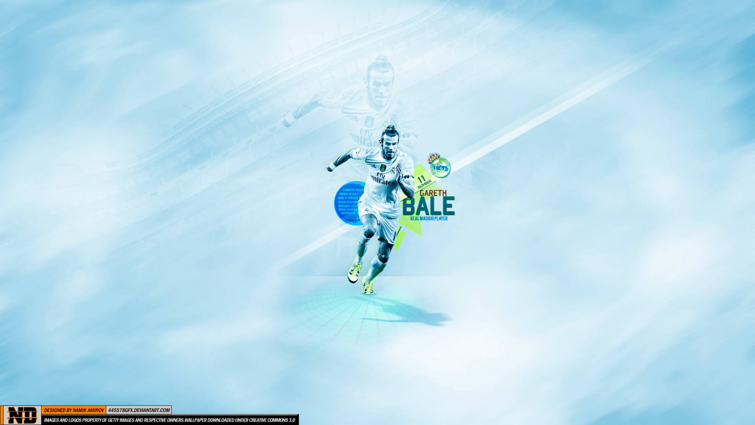 Gareth Bale, digital aesthetic, glowing light trails, 2K Desktop Wallpaper