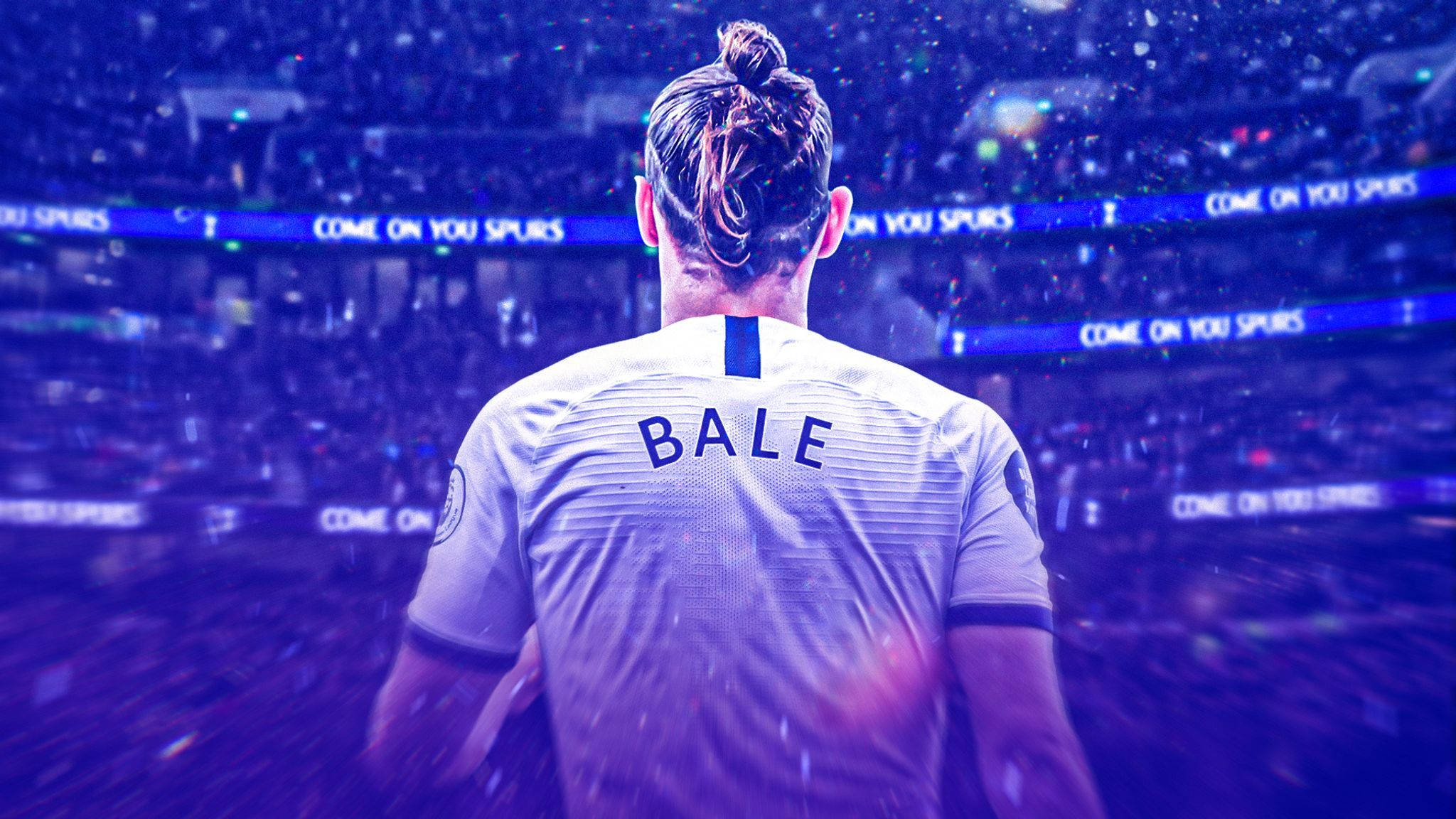 Gareth Bale, BALE, purple-lit stadium, Full HD Desktop Wallpaper