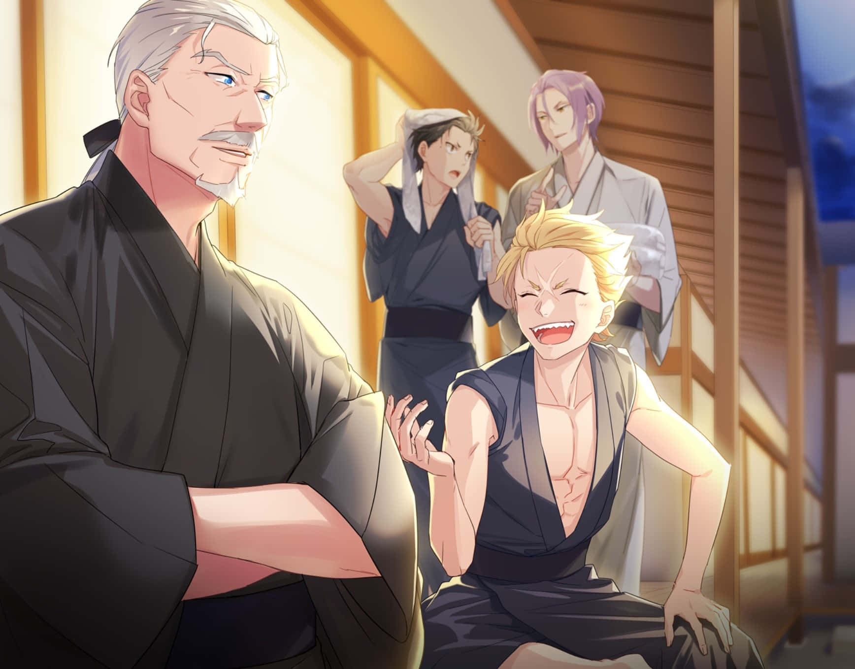 Garfiel Tinsel, anime scene, four men, HD Desktop Wallpaper