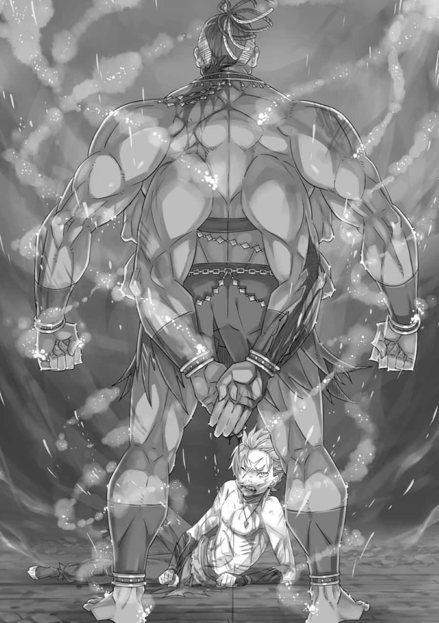 Garfiel Tinsel, anime giant, kneeling figure, SD Phone Wallpaper