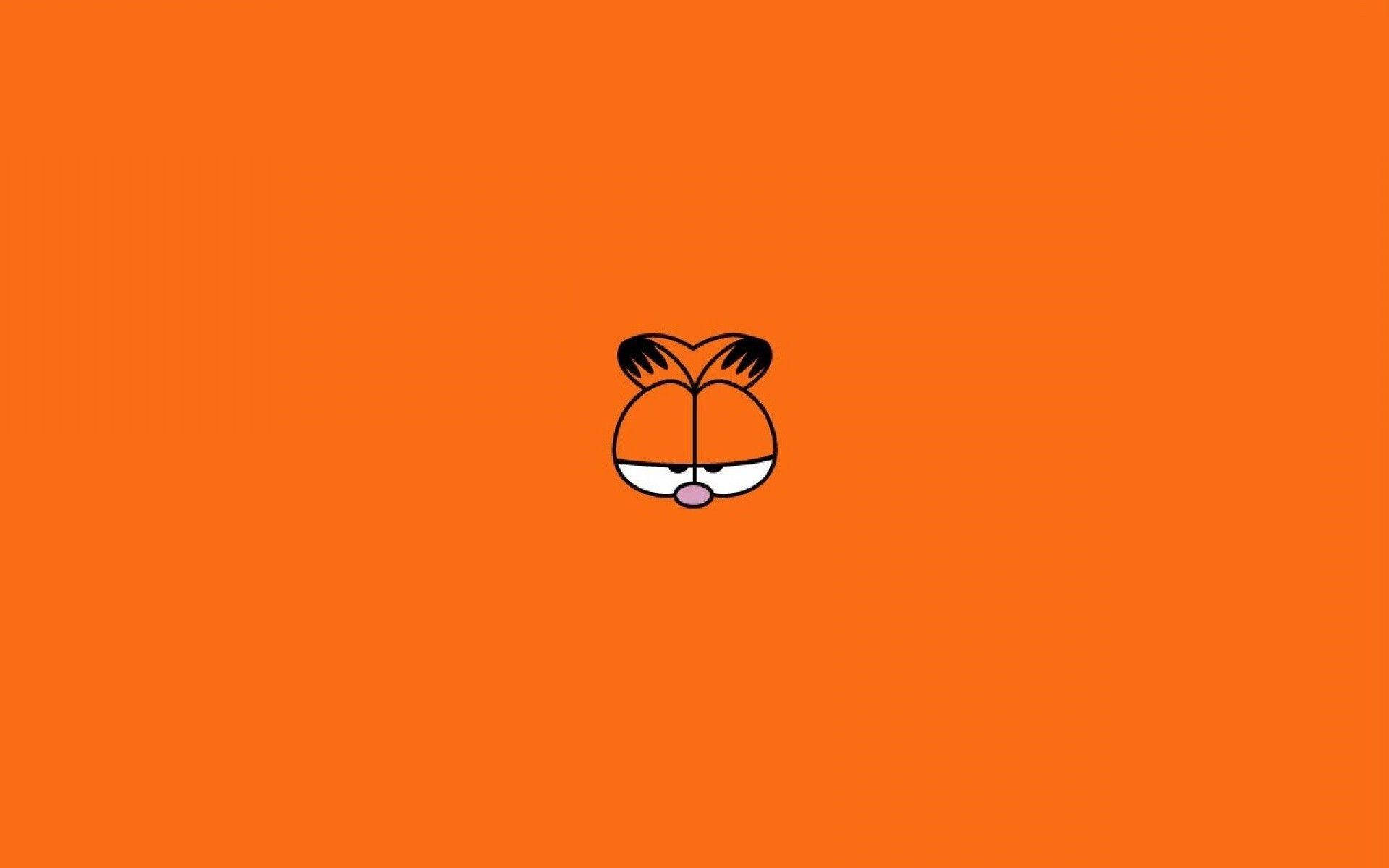 Garfield, orange background, black outlines, Full HD Desktop Wallpaper