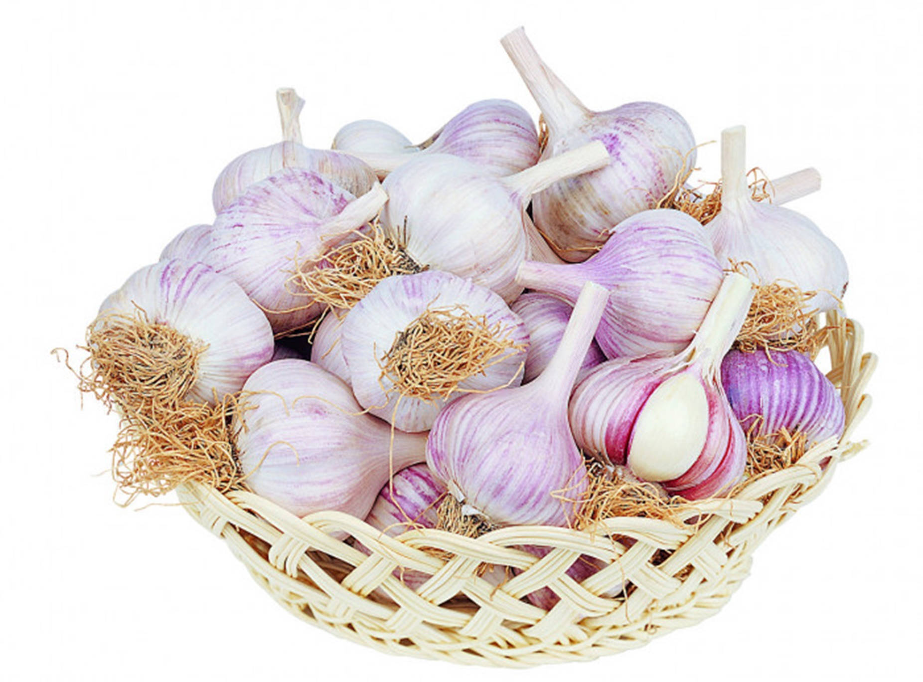 purple-striped garlic, woven basket, straw, HD Desktop Wallpaper