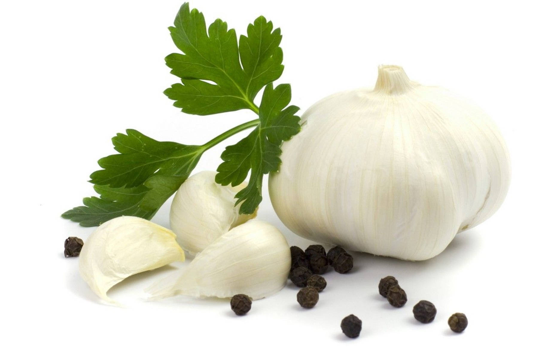 garlic bulb, parsley, peppercorns, HD Desktop Wallpaper