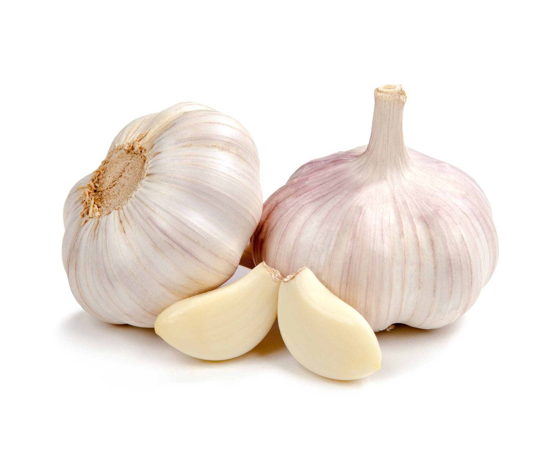 two garlic, two cloves, whole garlic bulbs, HD Desktop Wallpaper